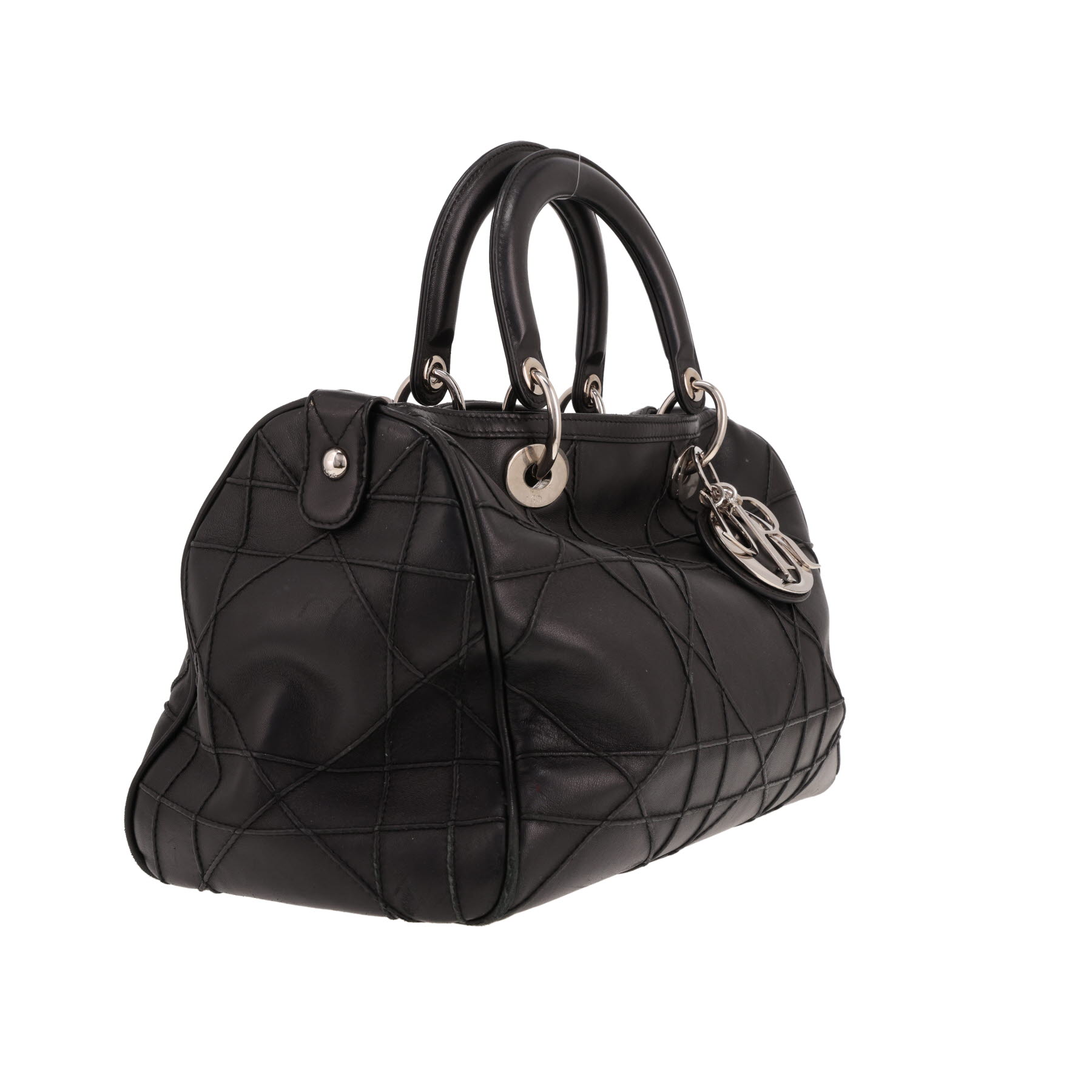 Bolso Dior Granville de piel con relieve de mimbre negro