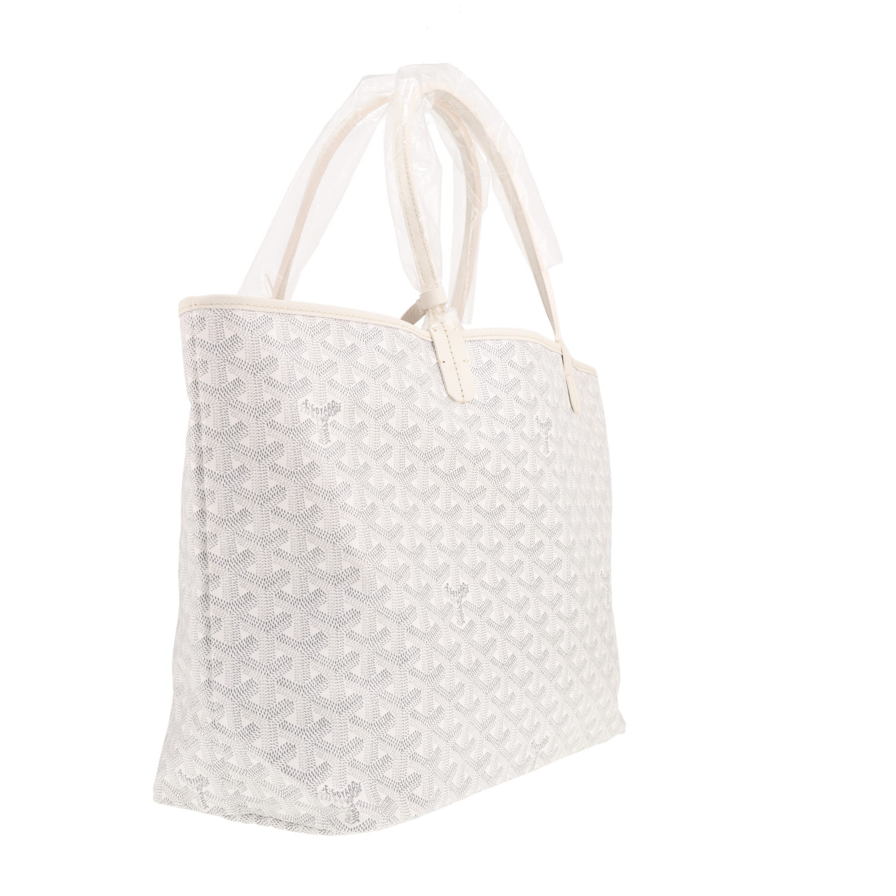 Bolso de mano Goyard «Saint-Louis» de lona Goyardine blanca y piel blanca