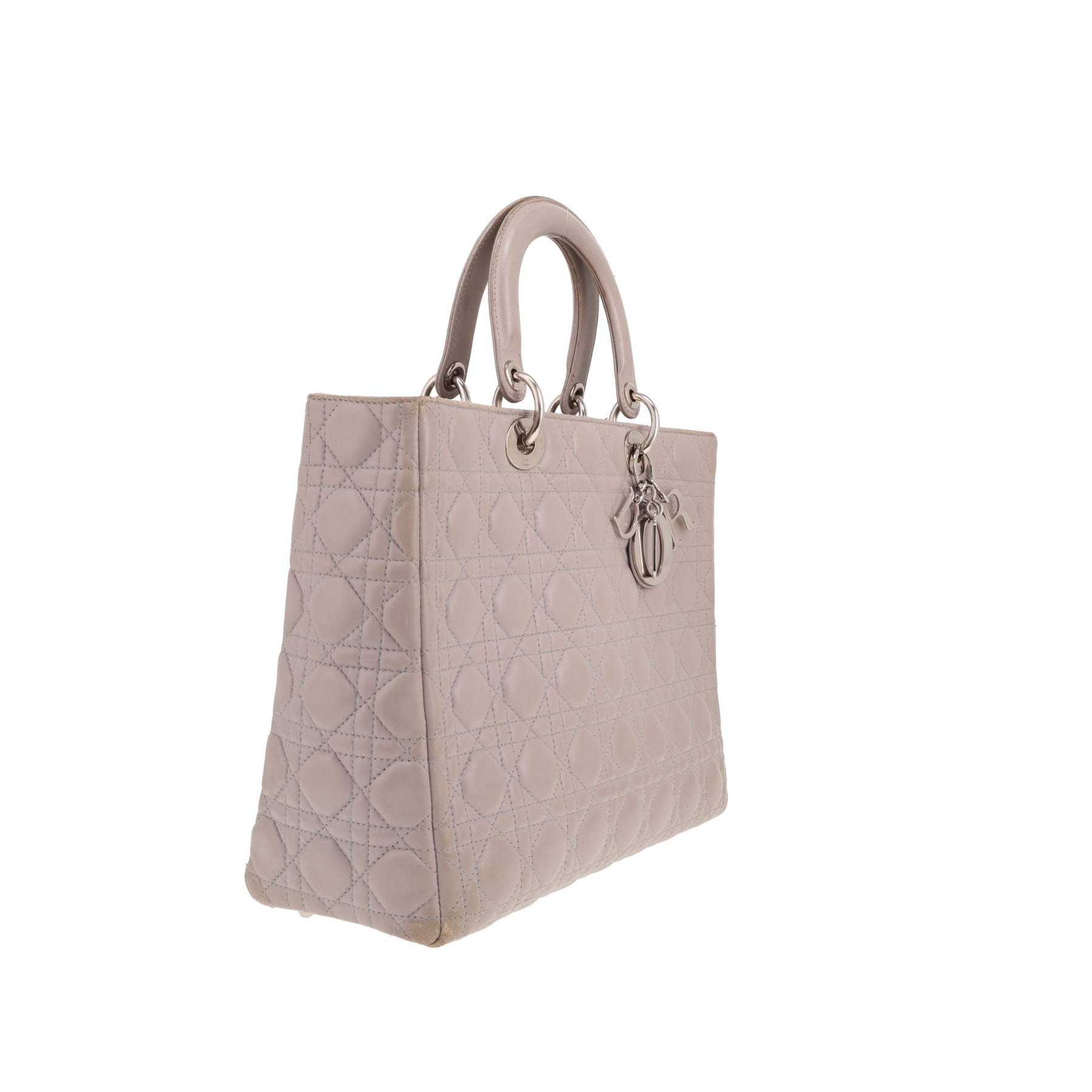 Borsa Dior  Lady Dior modello grande  in pelle cannage grigia