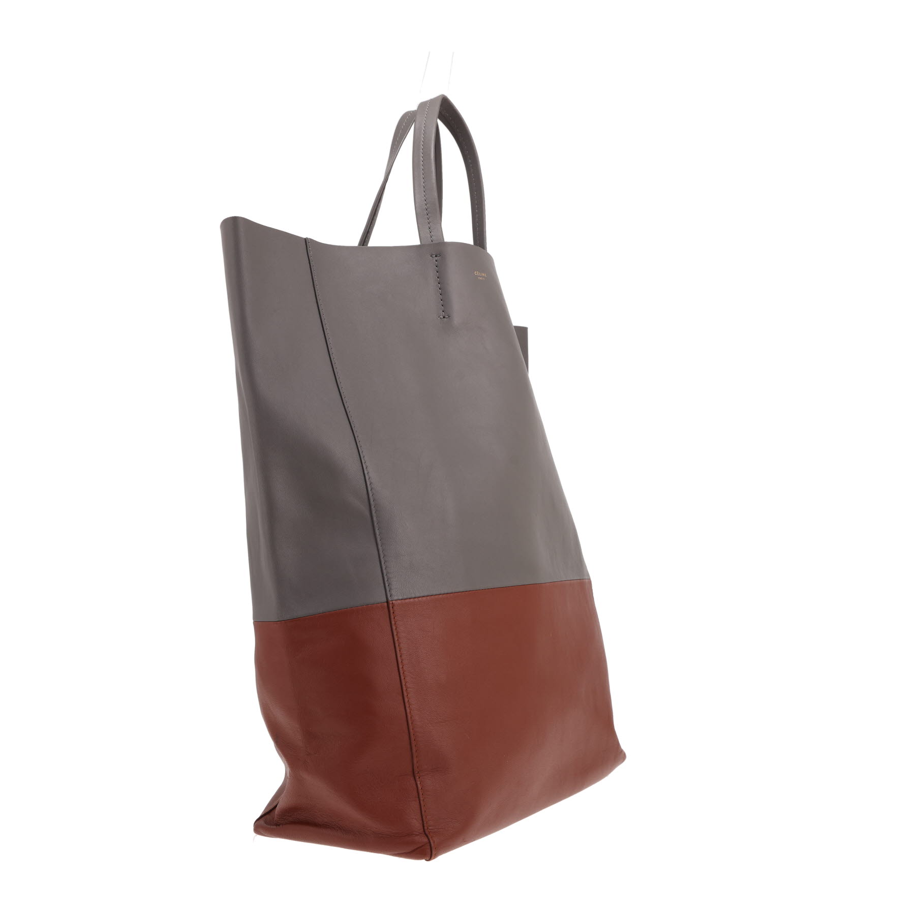 Sac à main Celine  Vertical en cuir bicolore marron et gris