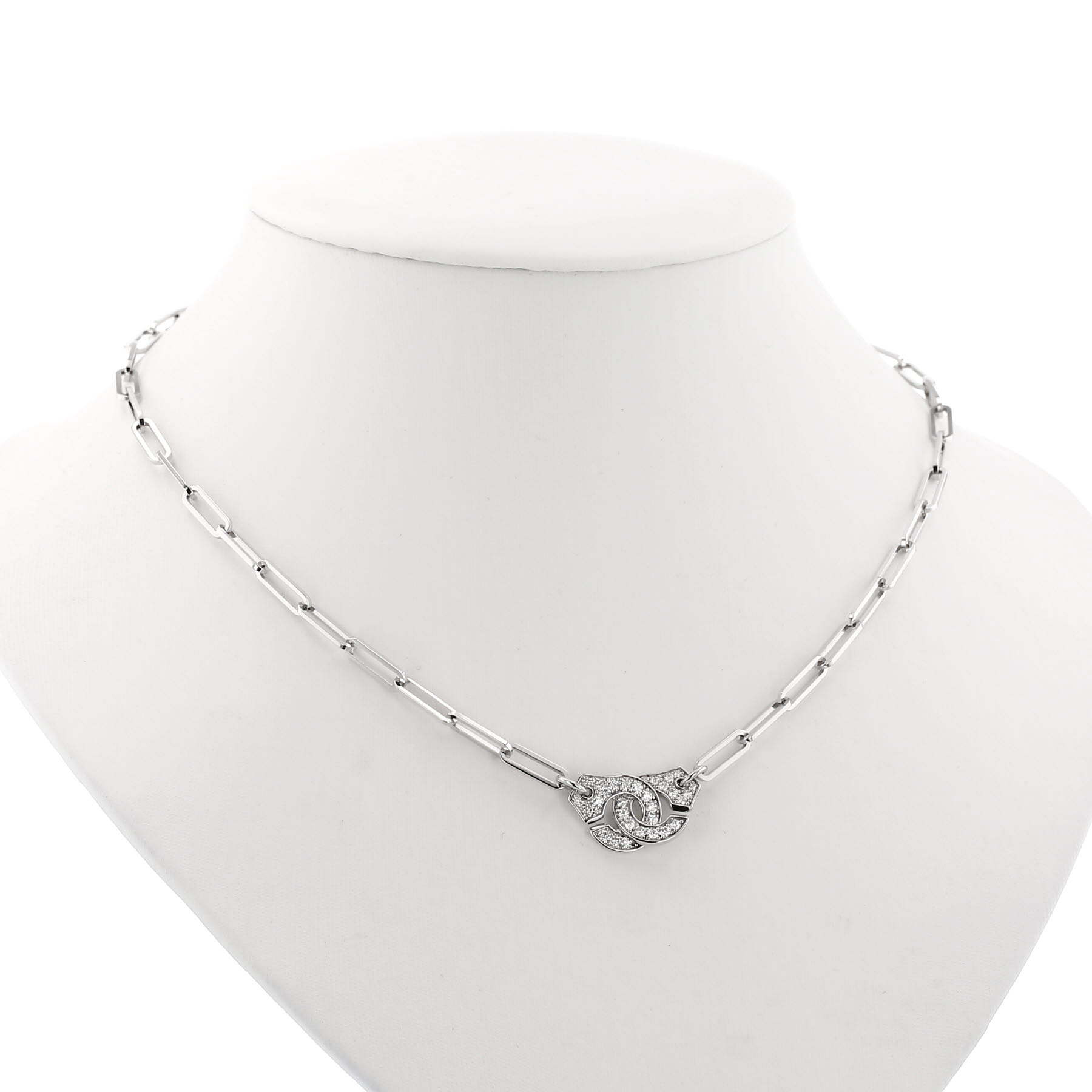 Dinh Van R12 Handcuffs Necklace in white gold and diamonds