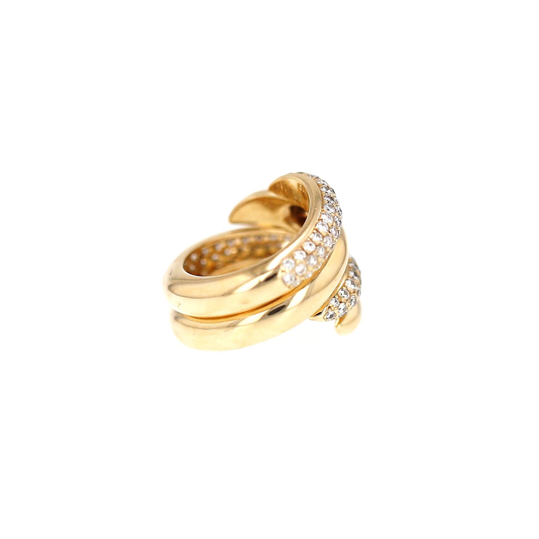 A pair of Chaumet Tango rings in yellow gold and diamonds