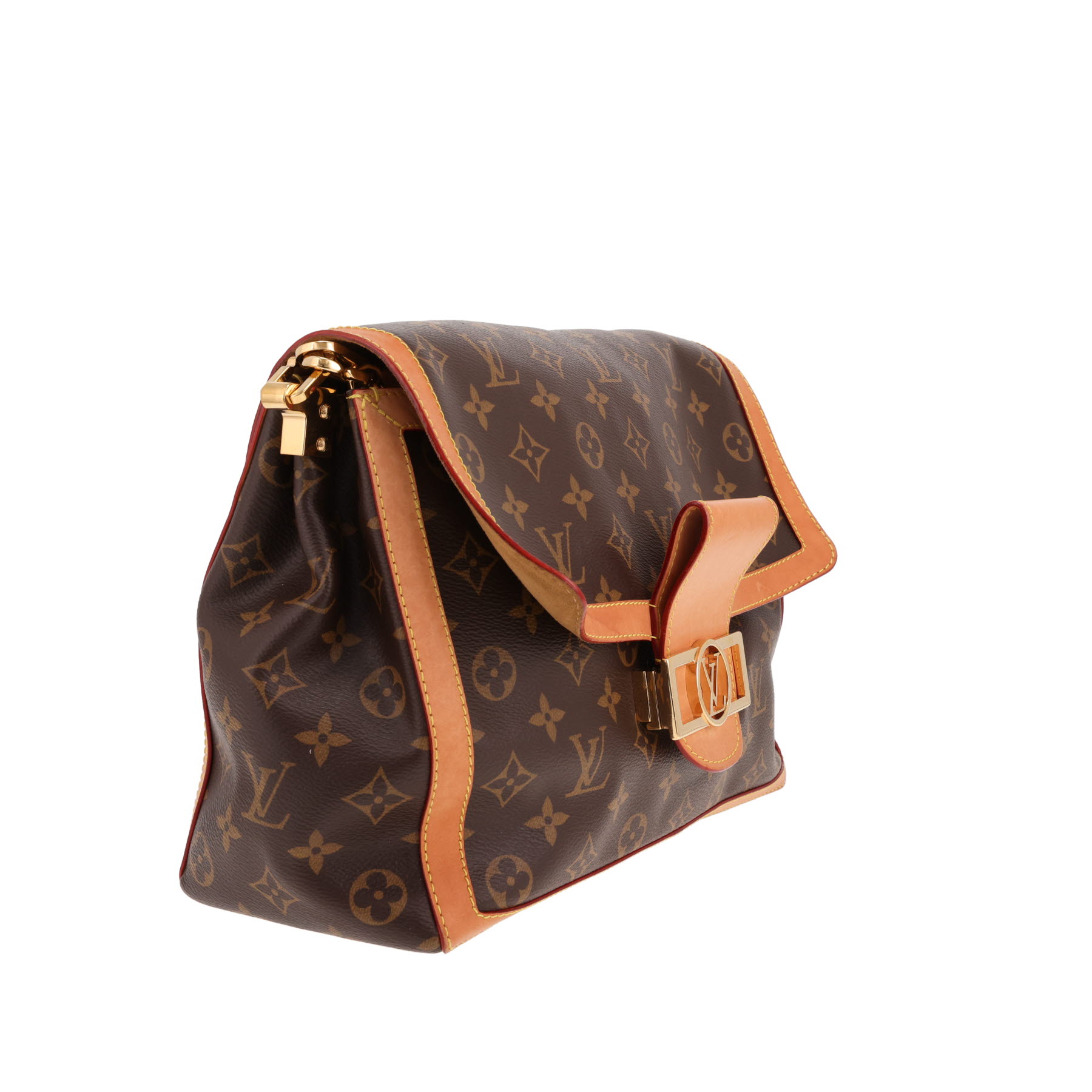 Borsa Louis Vuitton Dauphine Soft, modello grande, in tela Monogram marrone e pelle naturale