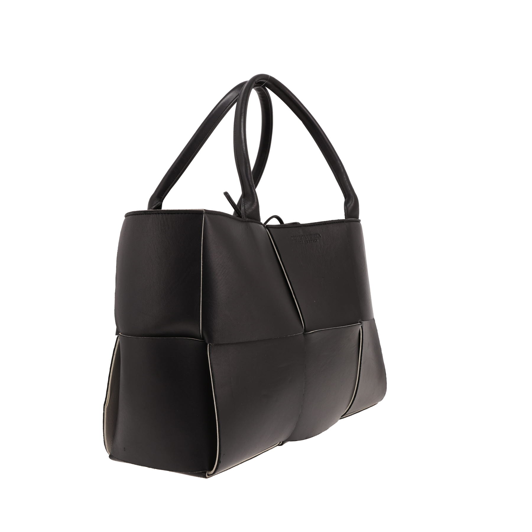 Borsa shopping Bottega Veneta Arco in pelle intrecciata Noir