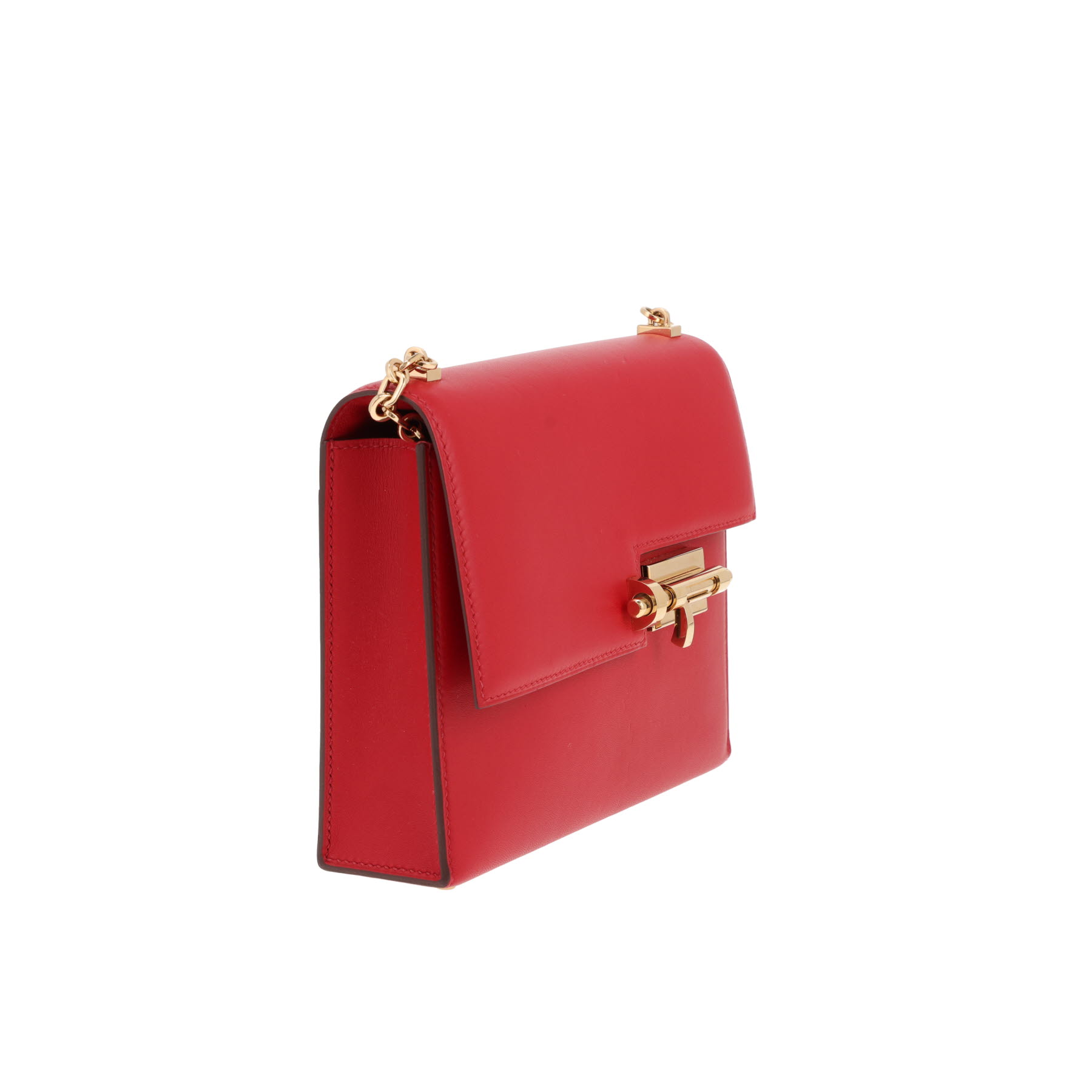 Sac à main Hermès  Verrou petit  en cuir rouge