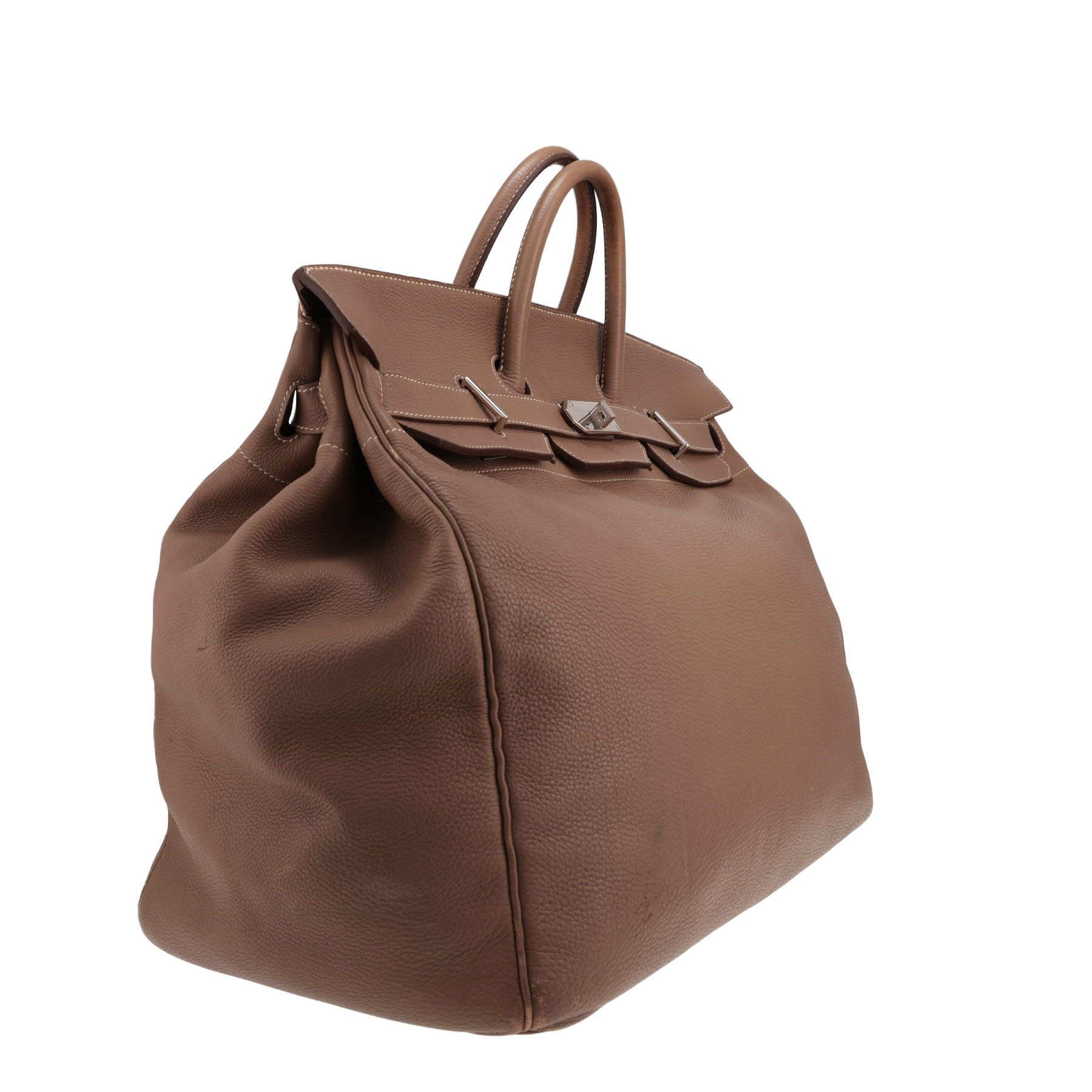 Sac de voyage Hermès  Haut à Courroies en cuir togo étoupe