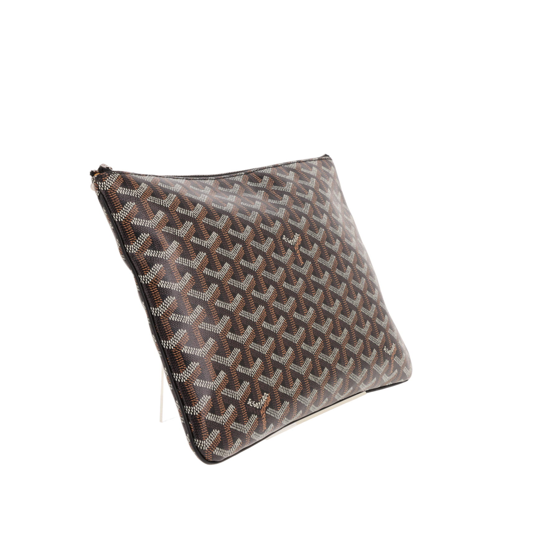 Goyard ‘Sénat’ clutch bag in Noir, brown and Blanc Goyardine canvas