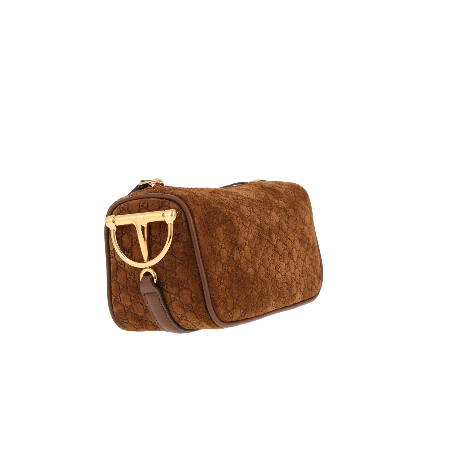 Gucci handbag   in brown suede-effect leather