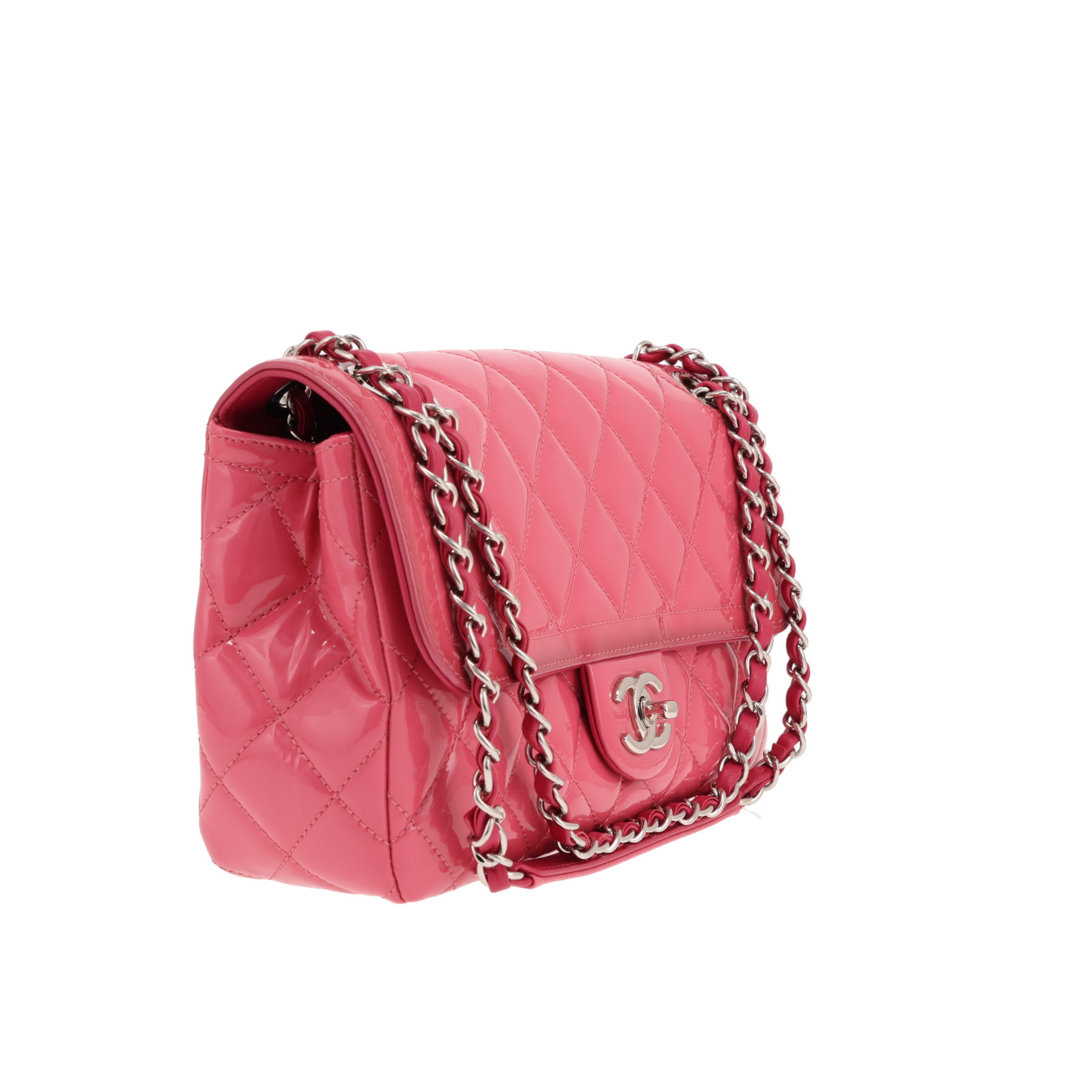Bolso de mano de Chanel   de piel charol acolchada rosa