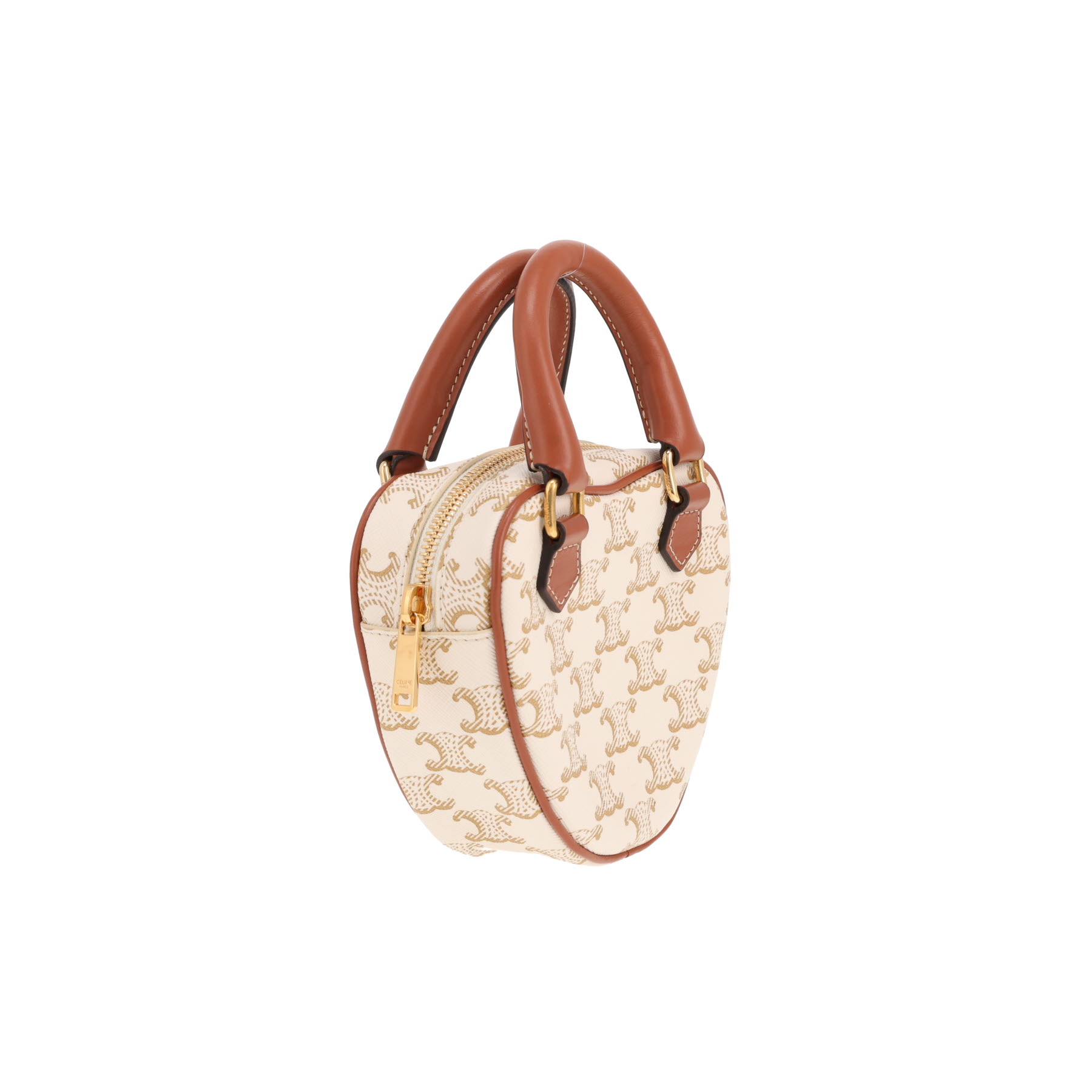Bolso bandolera de Celine con motivo de corazón, de lona Triomphe blanca y piel marrón