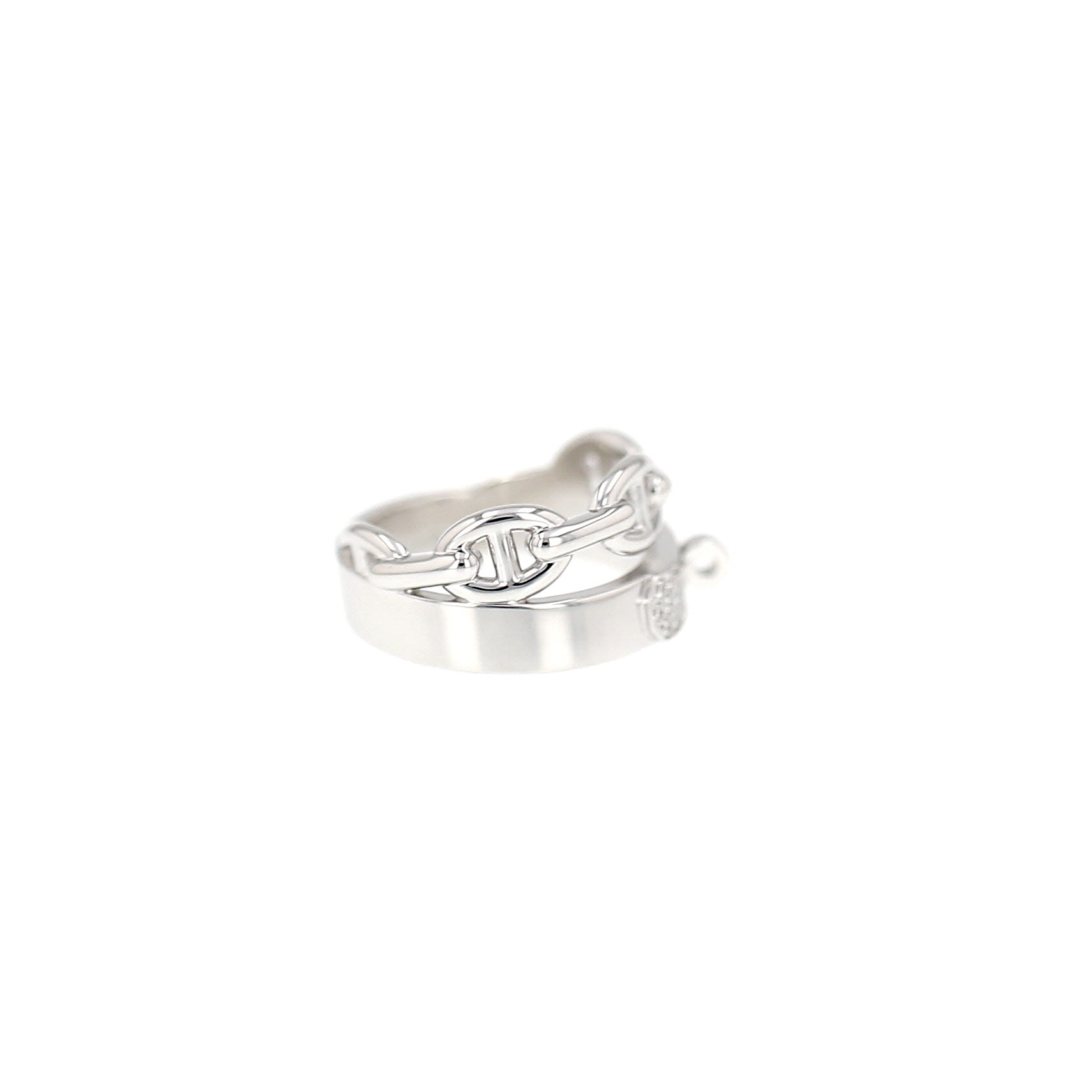 Medium-sized Hermès Kelly ring in white gold and diamonds