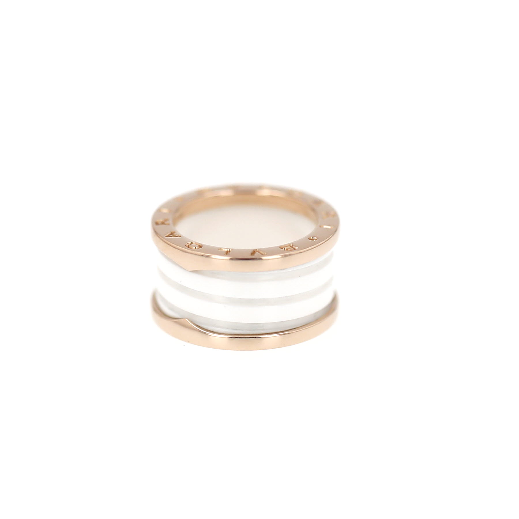 Bulgari B.Zero1 ring in rose gold and white ceramic