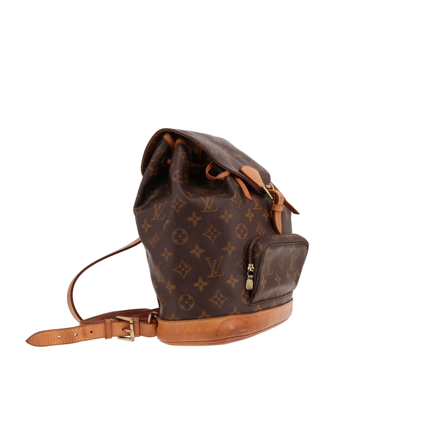 Zaino Louis Vuitton Montsouris Backpack in tela Monogram marrone e pelle naturale