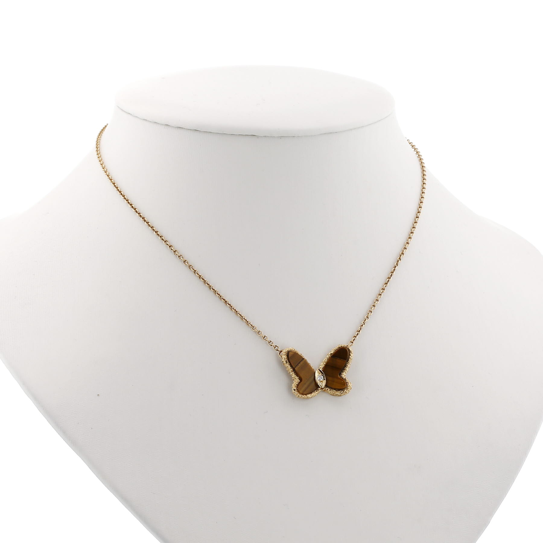 Van Cleef & Arpels necklace in yellow gold, tiger’s eye and diamond