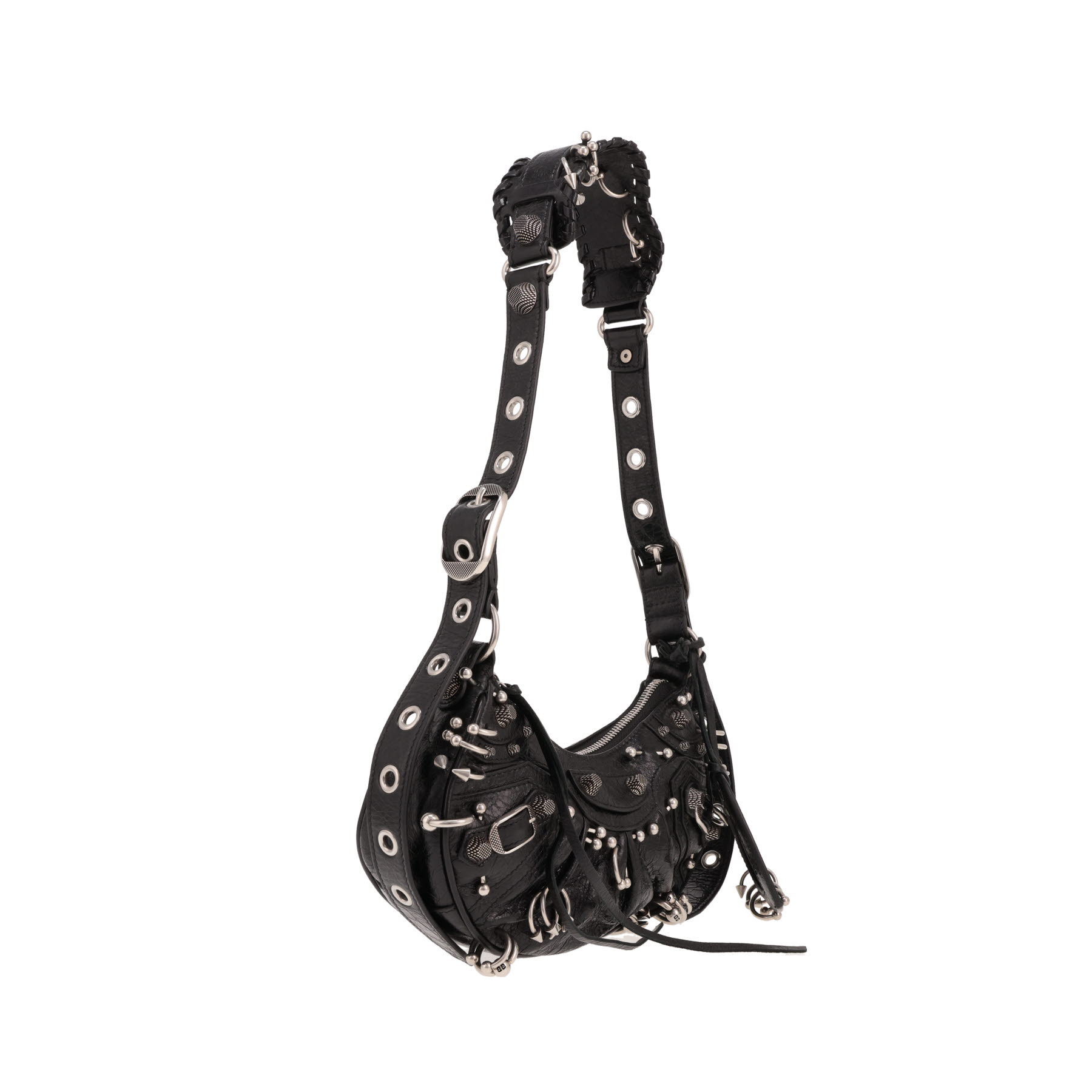 Bolso bandolera Balenciaga «Cagole» de piel envejecida Noir