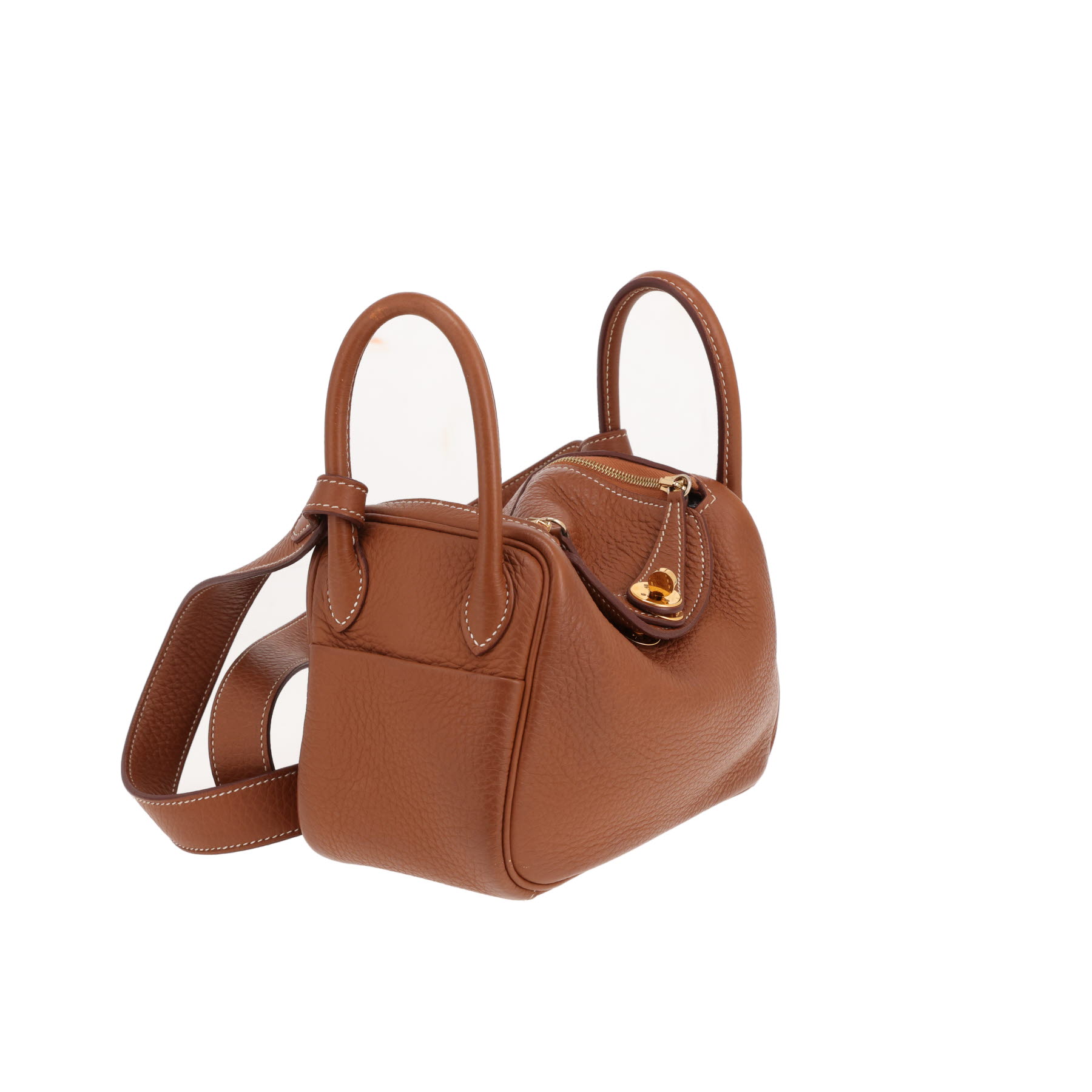 Sac bandoulière Hermès  Lindy mini  en cuir taurillon clémence gold