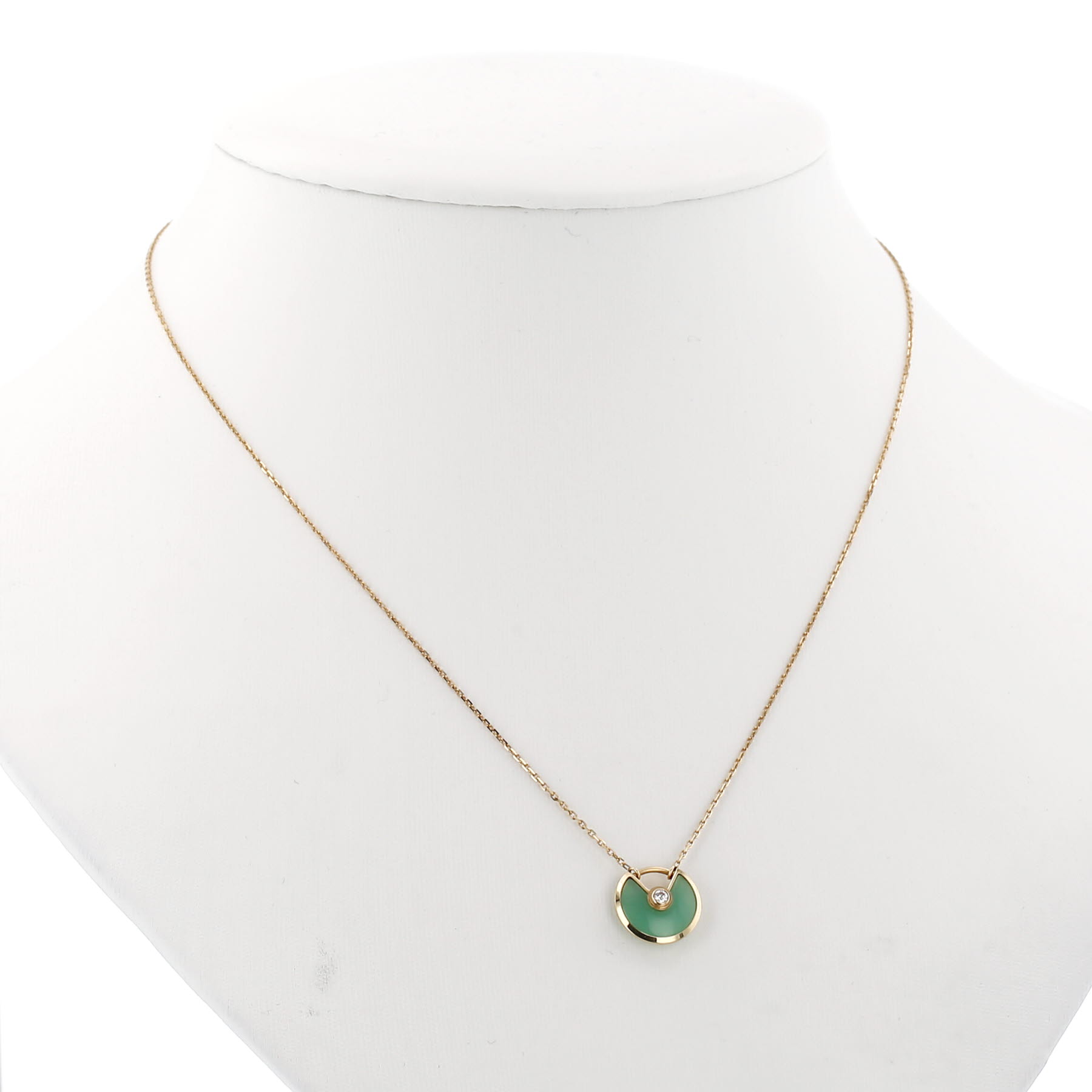 Cartier Amulette necklace, size XS, in yellow gold, diamonds and chrysoprase