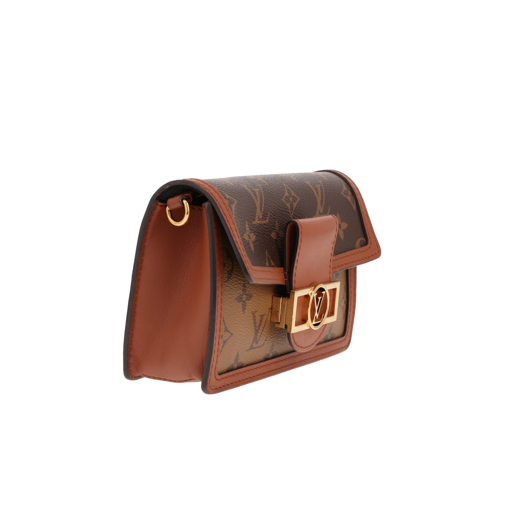 Borsa a tracolla Louis Vuitton  Dauphine mini  in tela Monogram marrone e pelle marrone