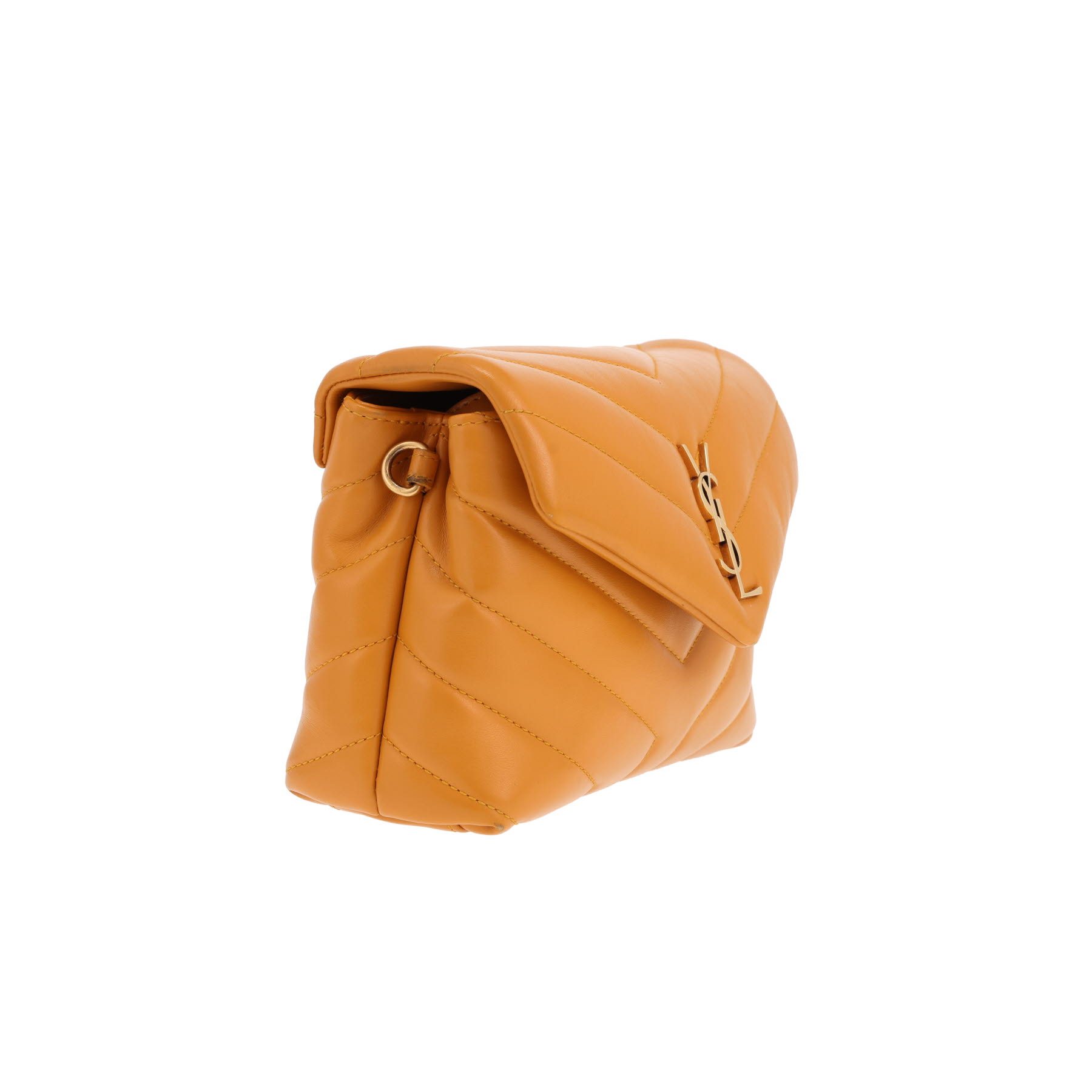 Saint Laurent Toy Loulou shoulder bag in orange herringbone-quilted leather