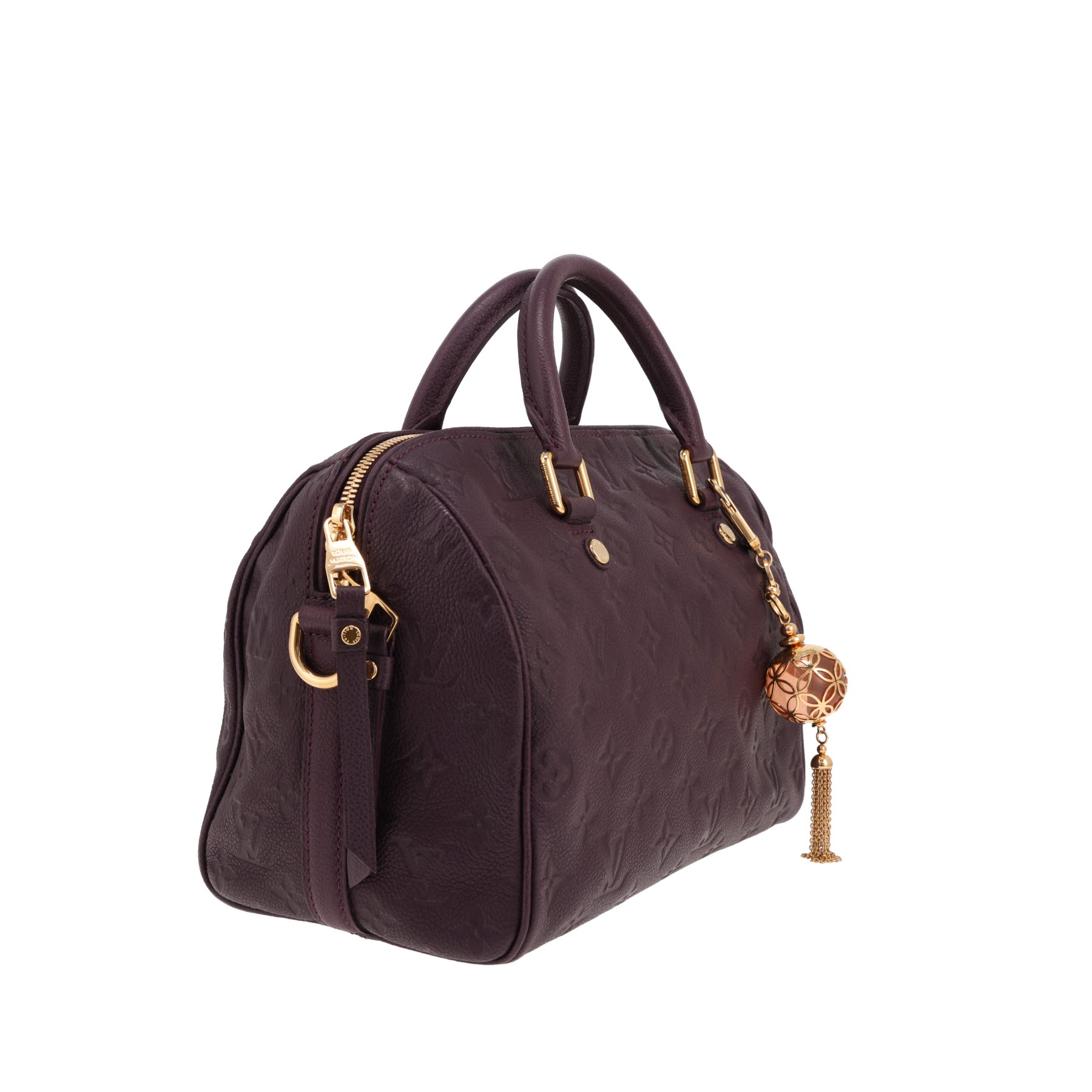 Louis Vuitton Speedy 25 handbag in purple embossed Monogram leather