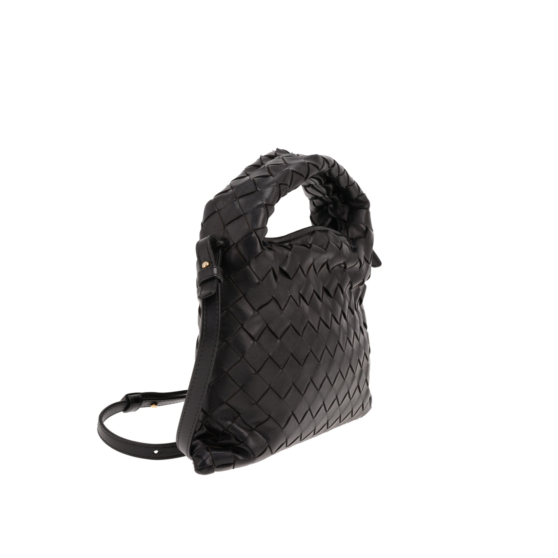 Borsa Bottega Veneta “Hop” in pelle intrecciata Noir