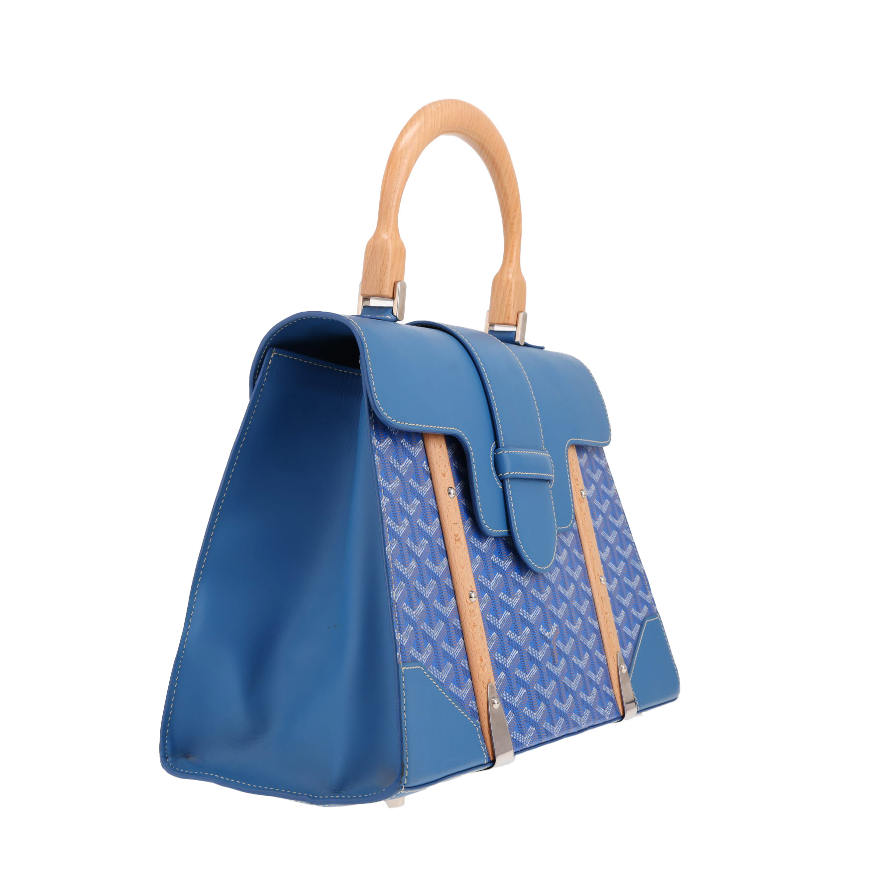 Bolso Goyard «Saigon» de lona Goyardine azul y piel azul