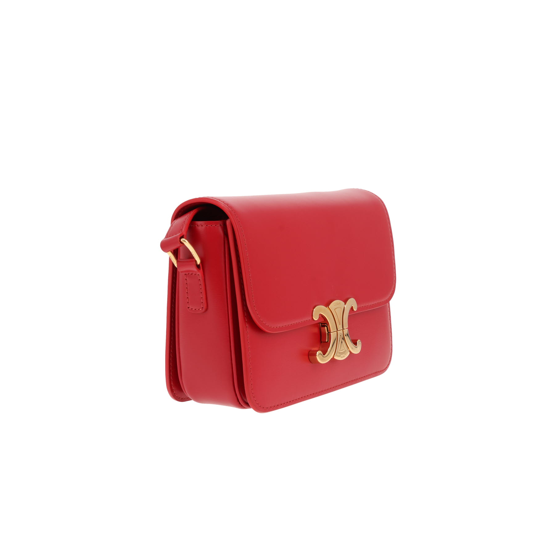 Celine Triomphe Teen shoulder bag in red leather