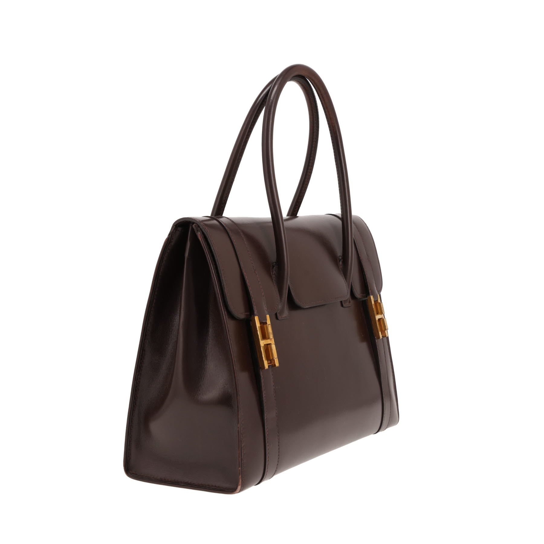Hermès ‘Drag’ handbag in brown box leather
