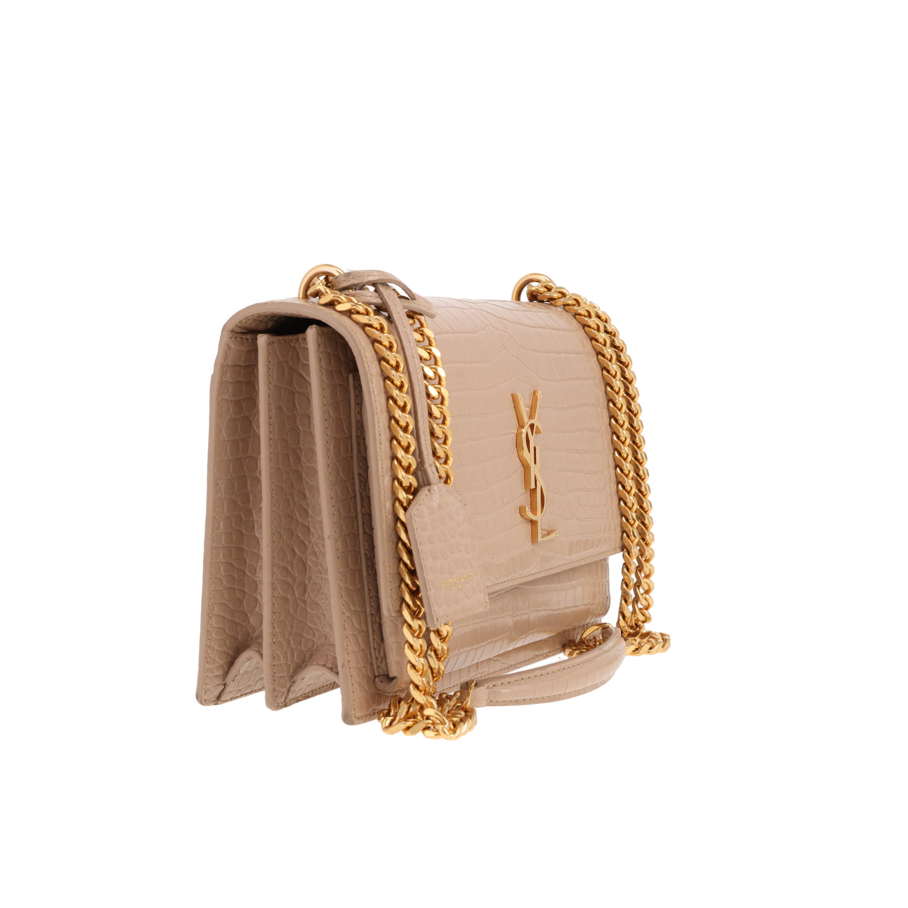 Borsa Saint Laurent Sunset in pelle beige