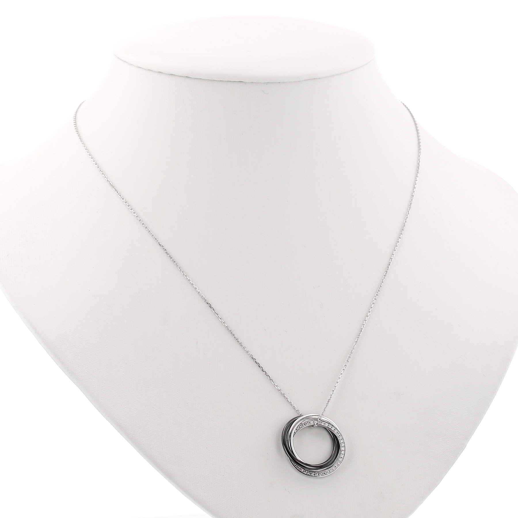 Cartier Trinity pendant in white gold, ceramic and diamonds
