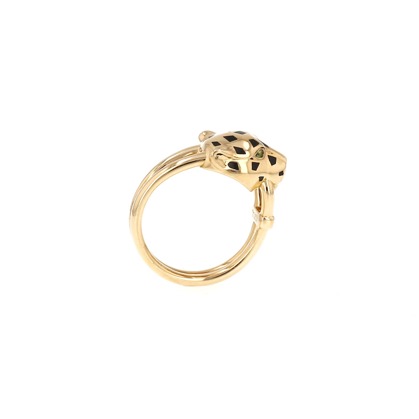 Anillo Cartier Panthère de oro amarillo, tsavoritas y laca negra, ónix y diamantes