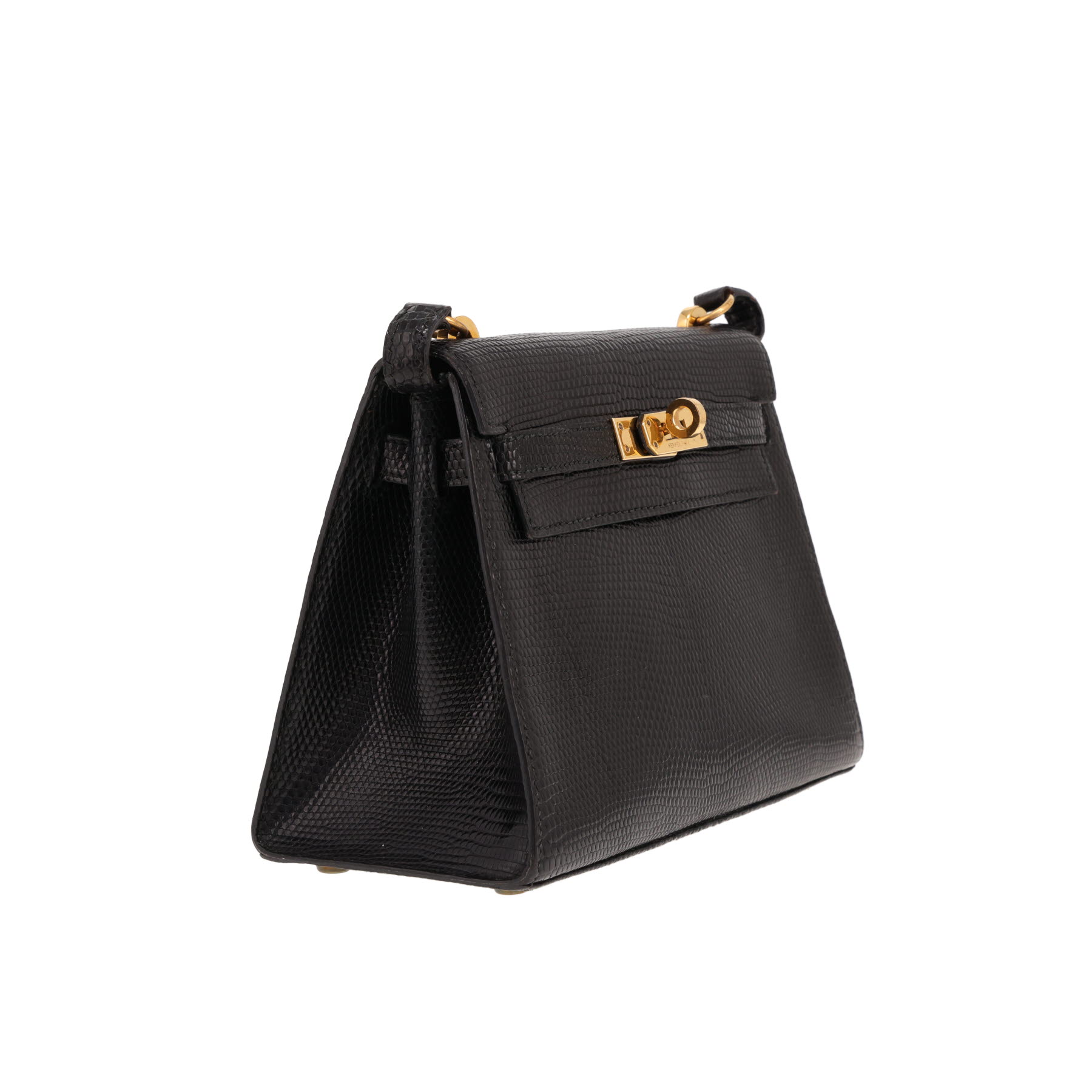 Hermès Mini Kelly handbag in black lizard skin