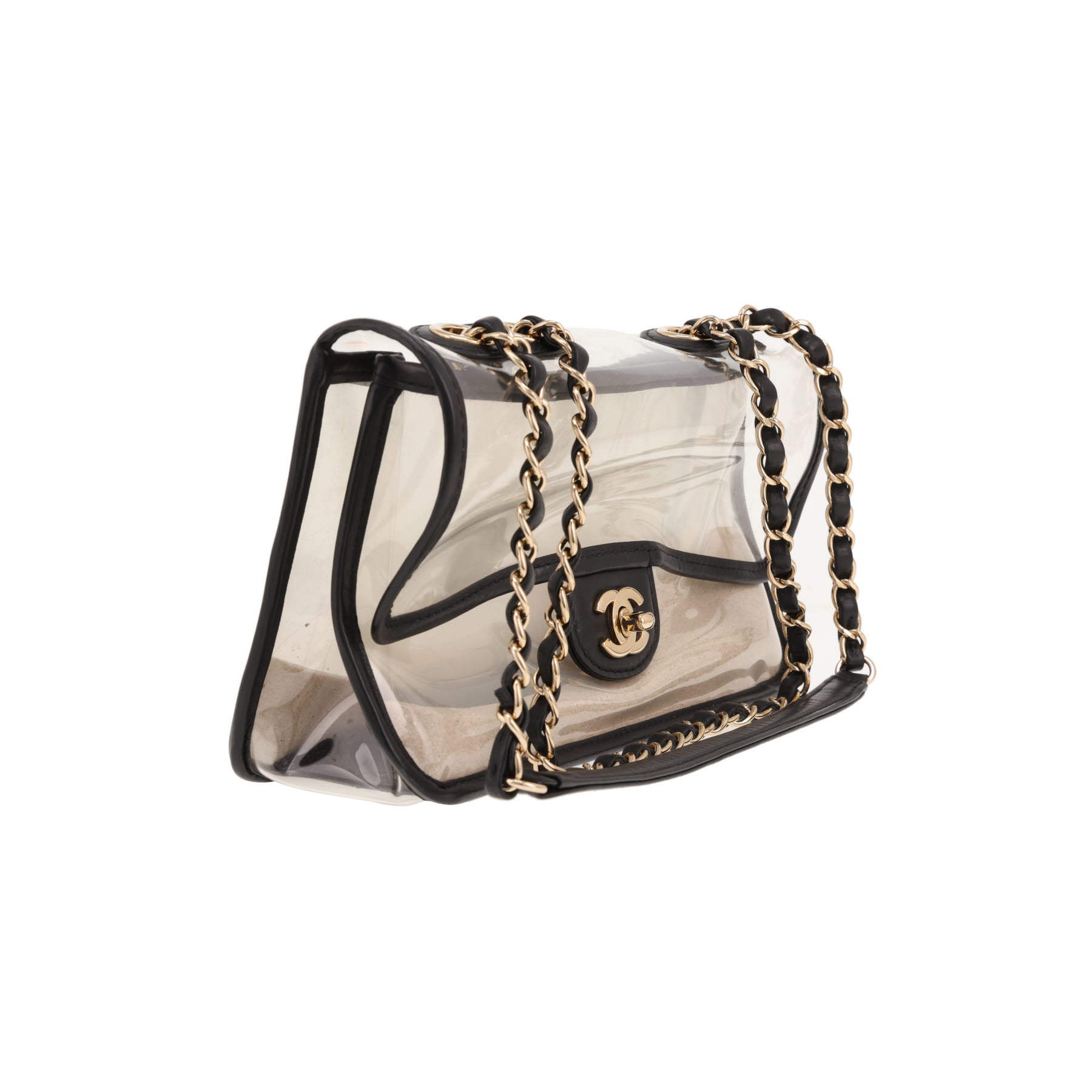 Borsa Chanel  Timeless Classic Coco Sand "By The Sea" in plastica trasparente e pelle nera