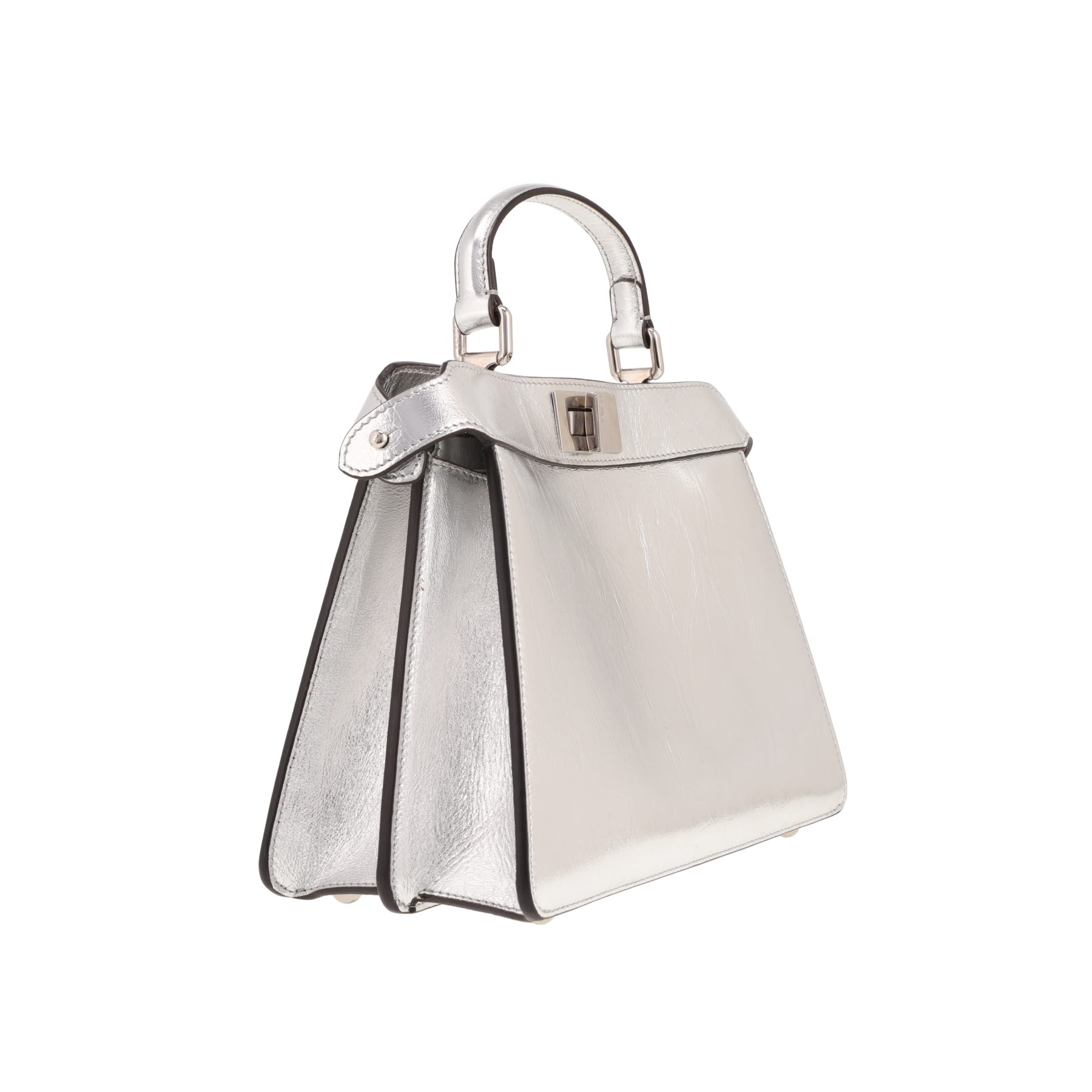 Borsa Fendi Peekaboo ISeeU in pelle argentata
