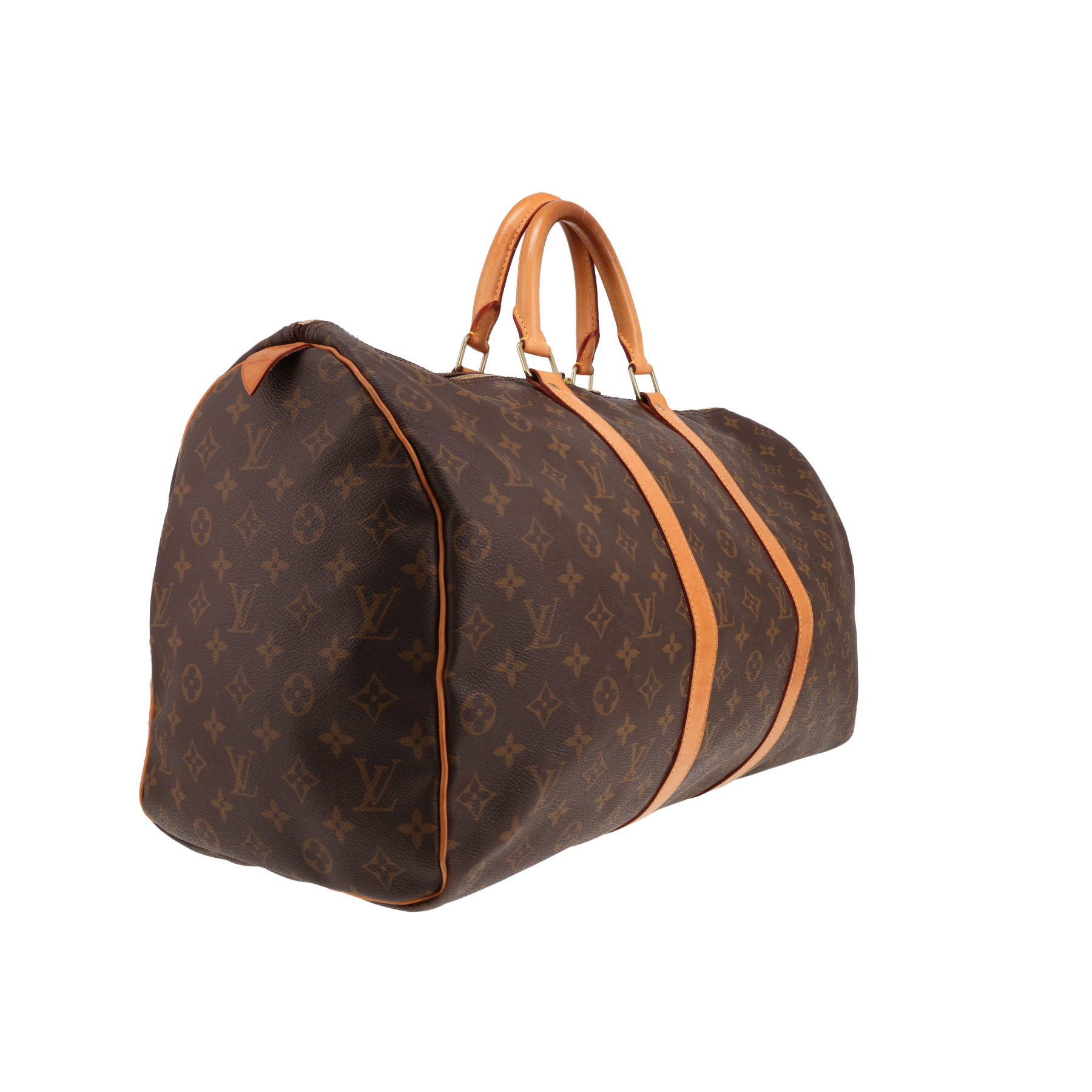 Louis Vuitton Keepall 50 travel bag in brown Monogram canvas and natural leather