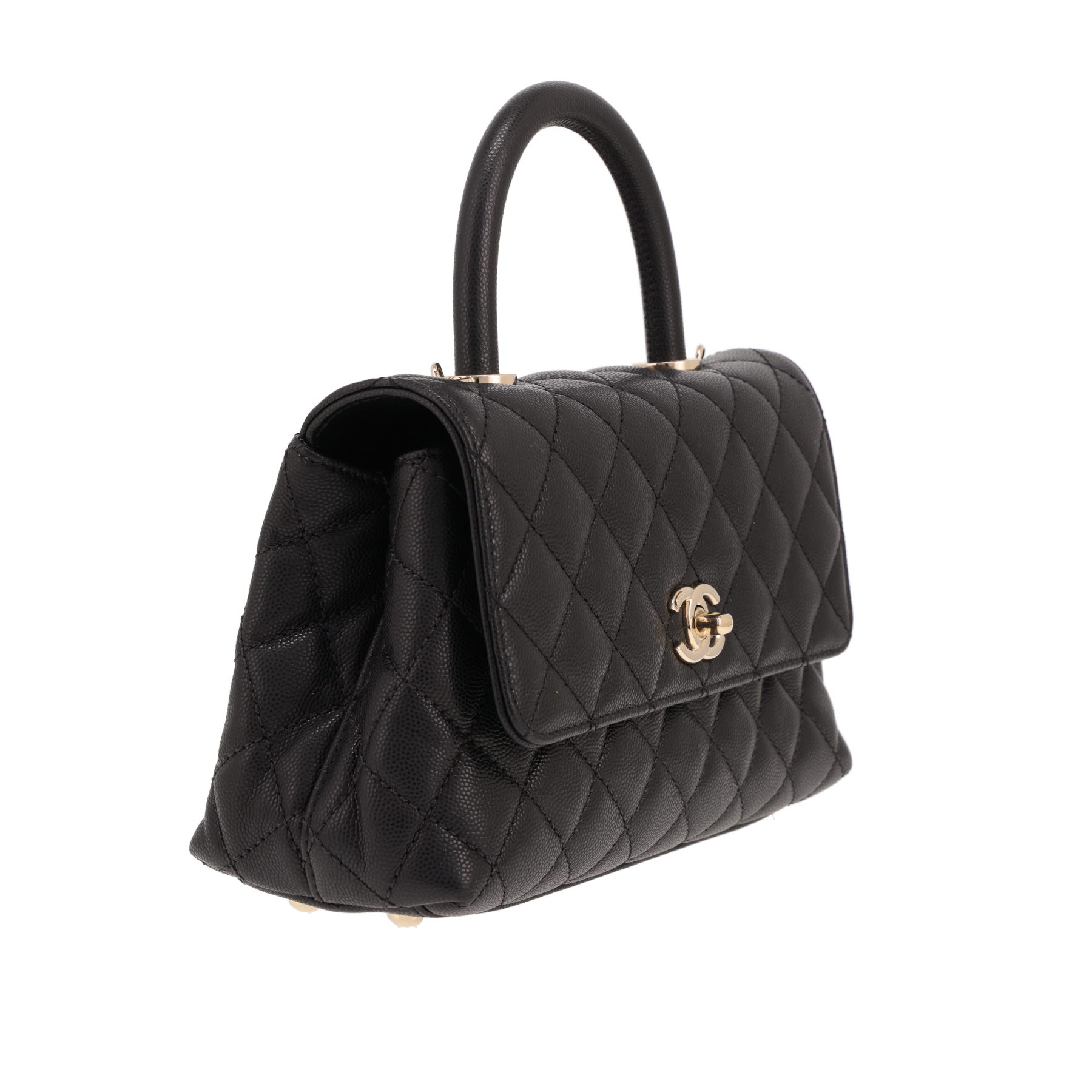 Bolso bandolera Chanel «Coco Handle mini» de piel granulada acolchada negra