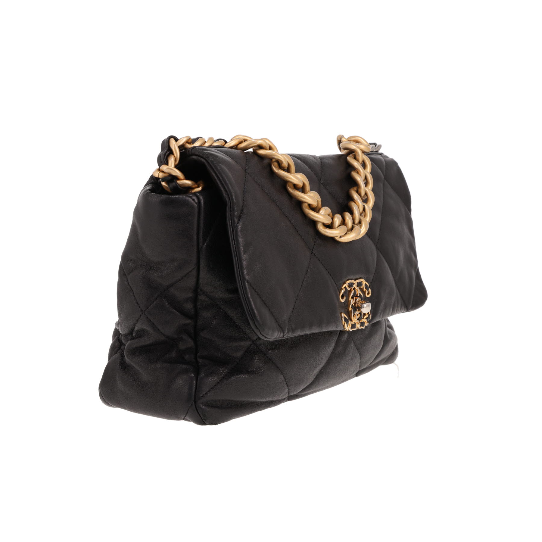 Bolso Chanel 19 de piel acolchada negra