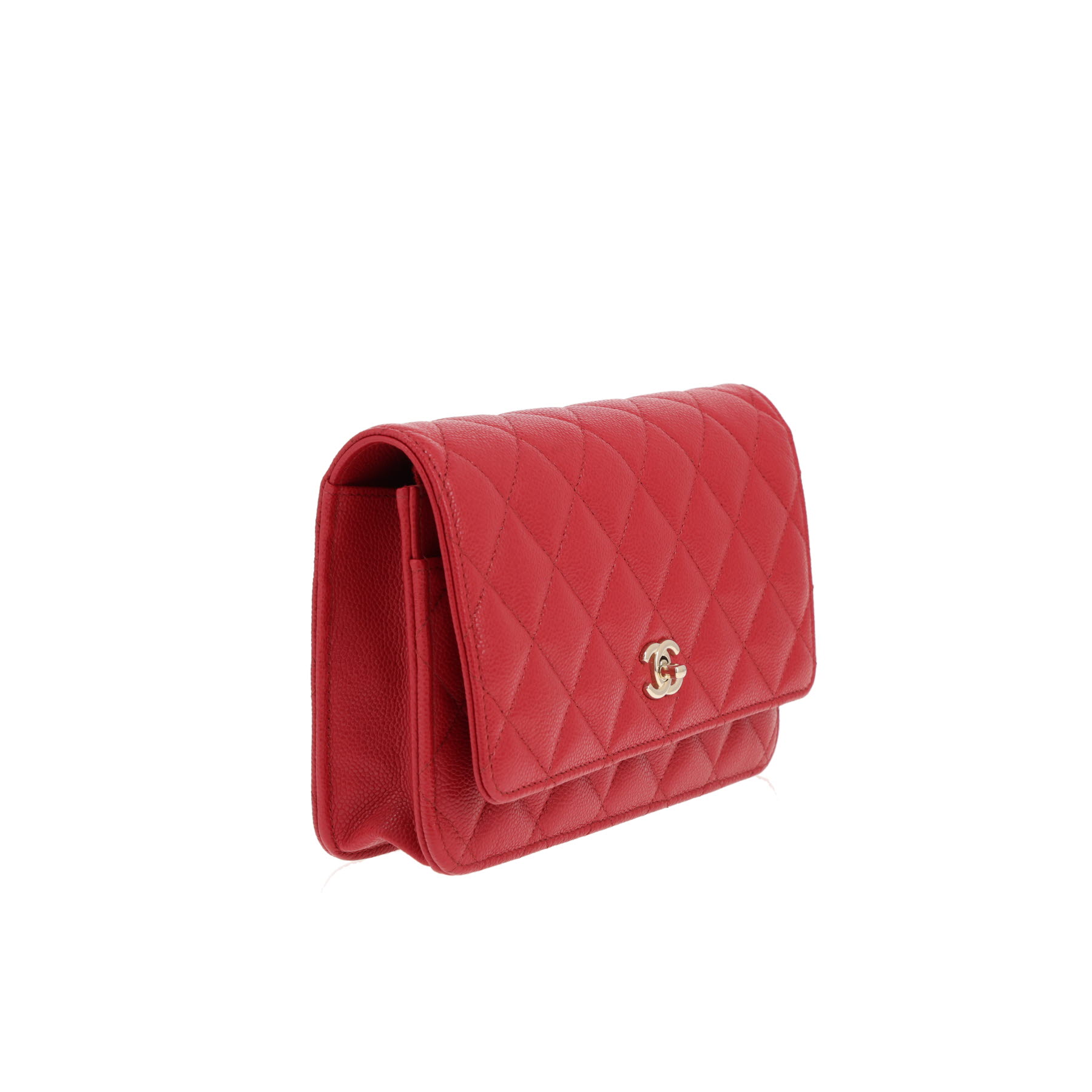 Bolso bandolera Chanel «Wallet on Chain» de piel acolchada roja