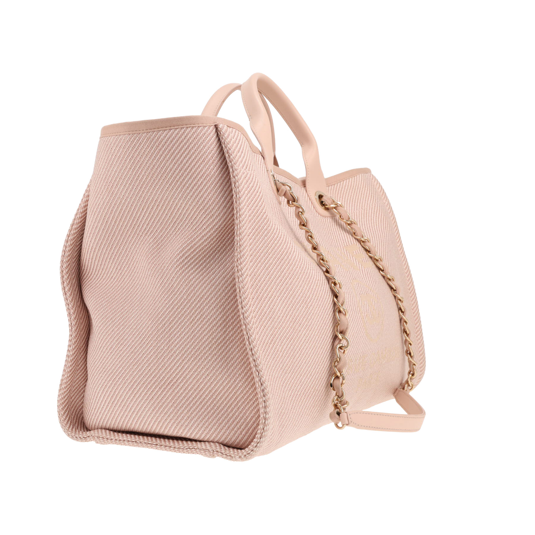 Sac cabas Chanel  Deauville en toile rose et cuir rose
