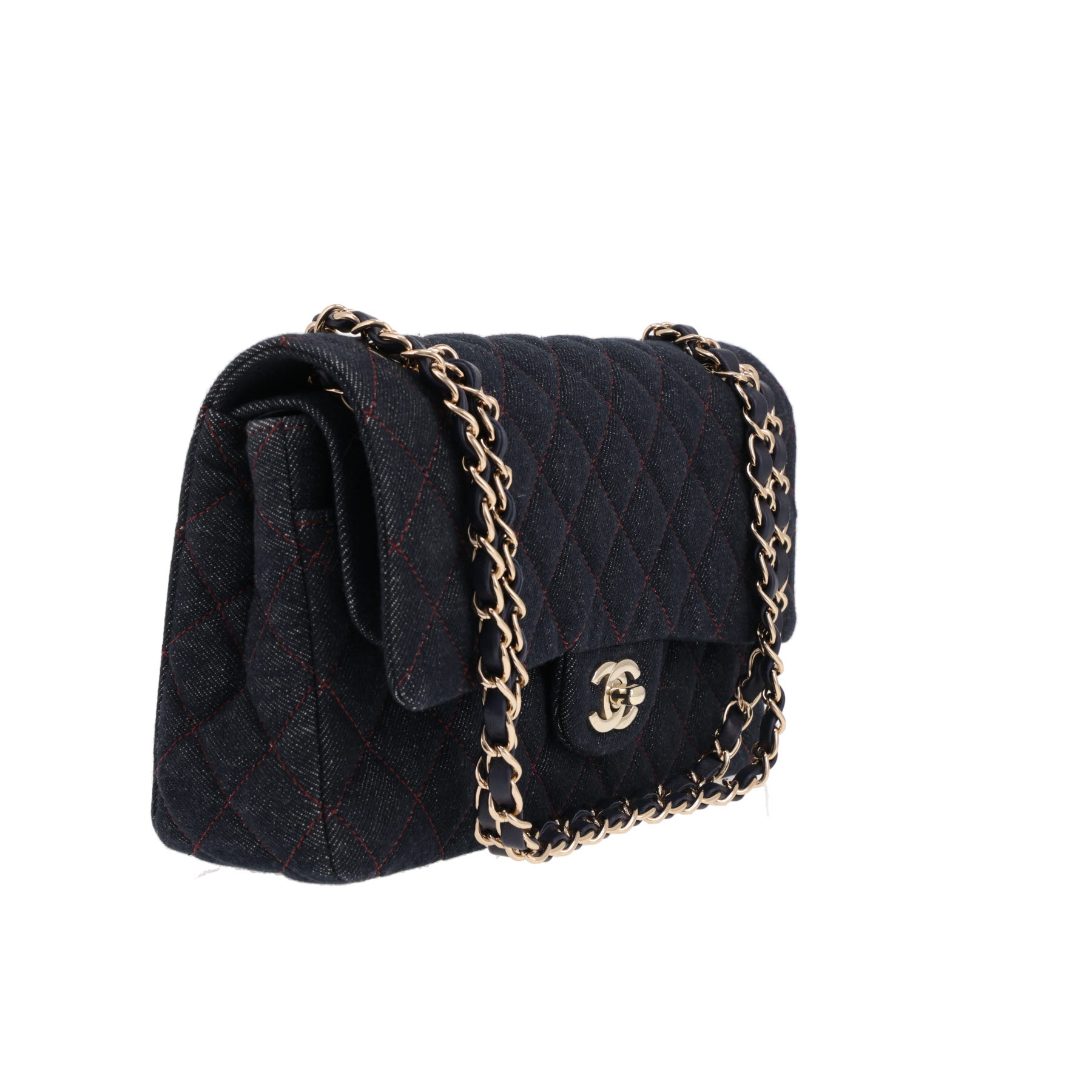 Borsa Chanel  Timeless Classic in tela di denim Bleu Marine