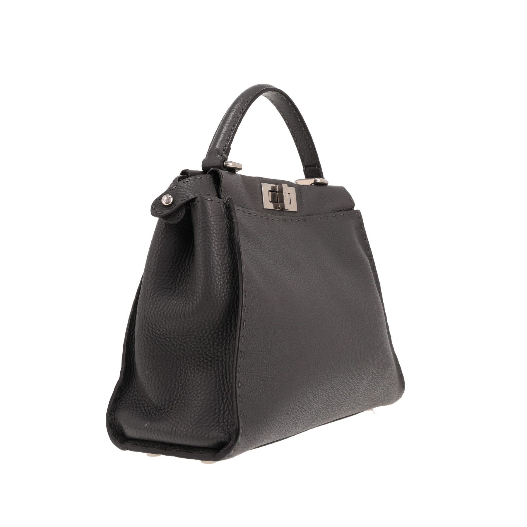 Borsa Fendi Peekaboo, modello medio, in pelle martellata grigia