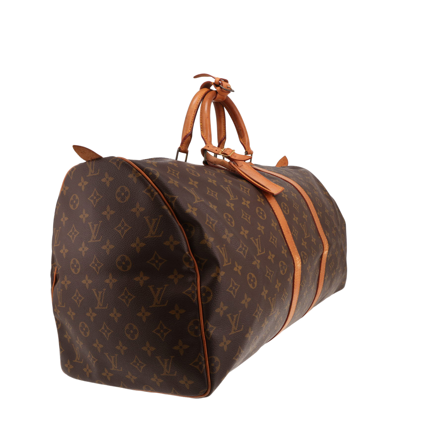 Louis Vuitton Keepall 55 travel bag in brown Monogram canvas and natural leather