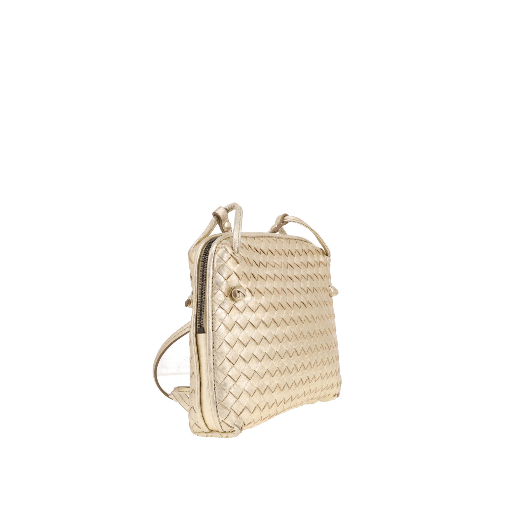 Borsa a tracolla Bottega Veneta “Nodini” in pelle intrecciata dorata