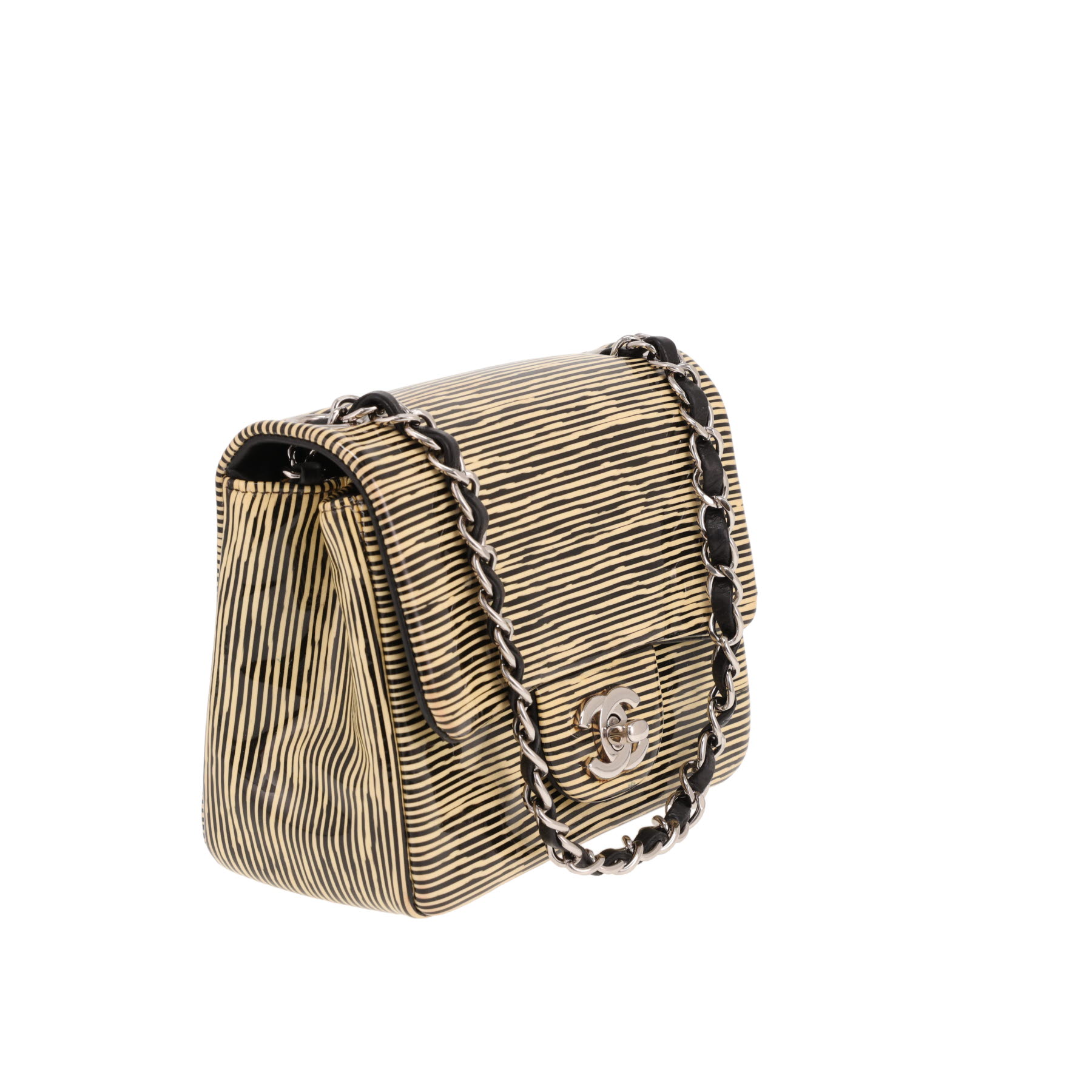 Sac bandoulière Chanel  Timeless Mini en cuir verni jaune et noir