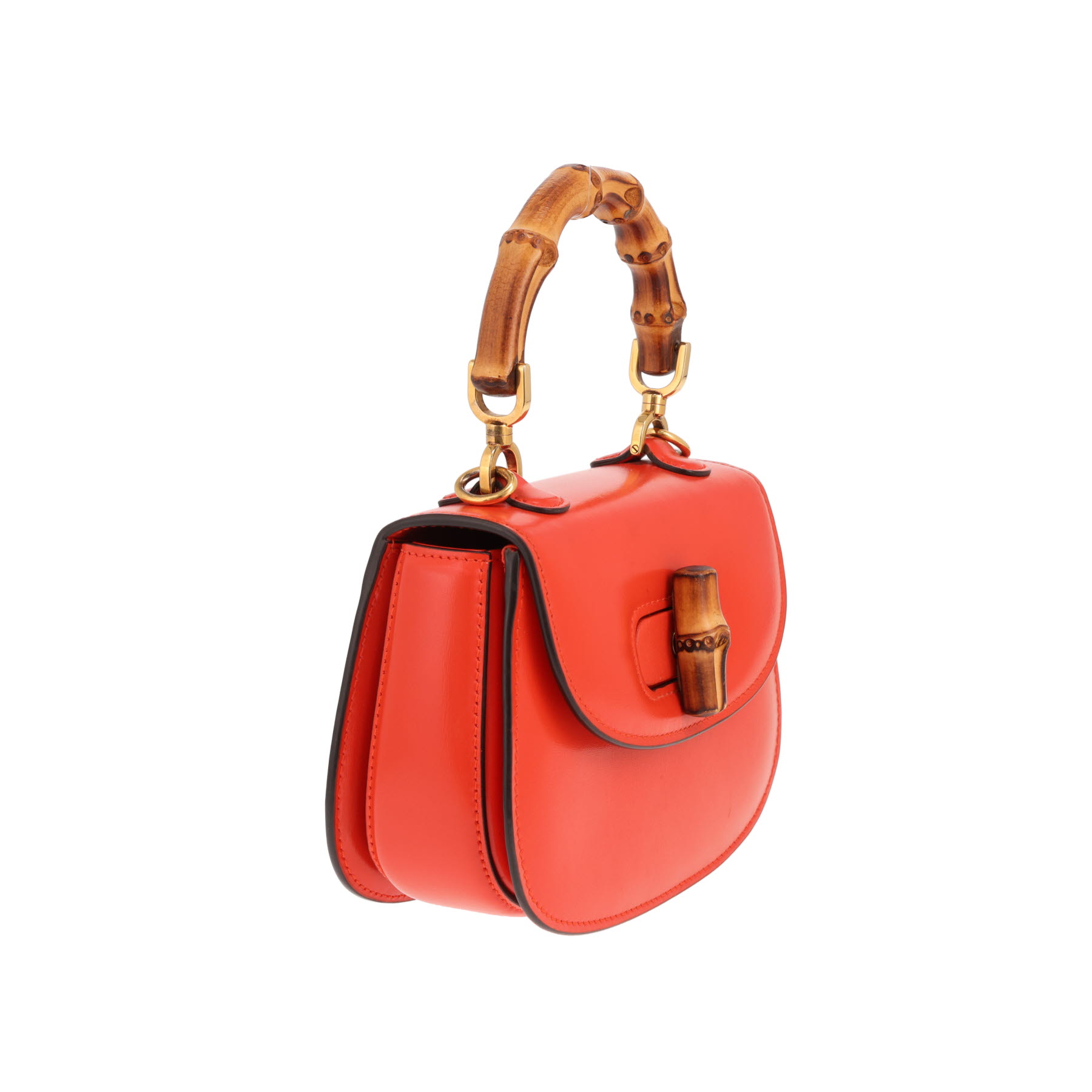 Bolso de mano Gucci Bamboo micro de piel lisa Orange y Bambou