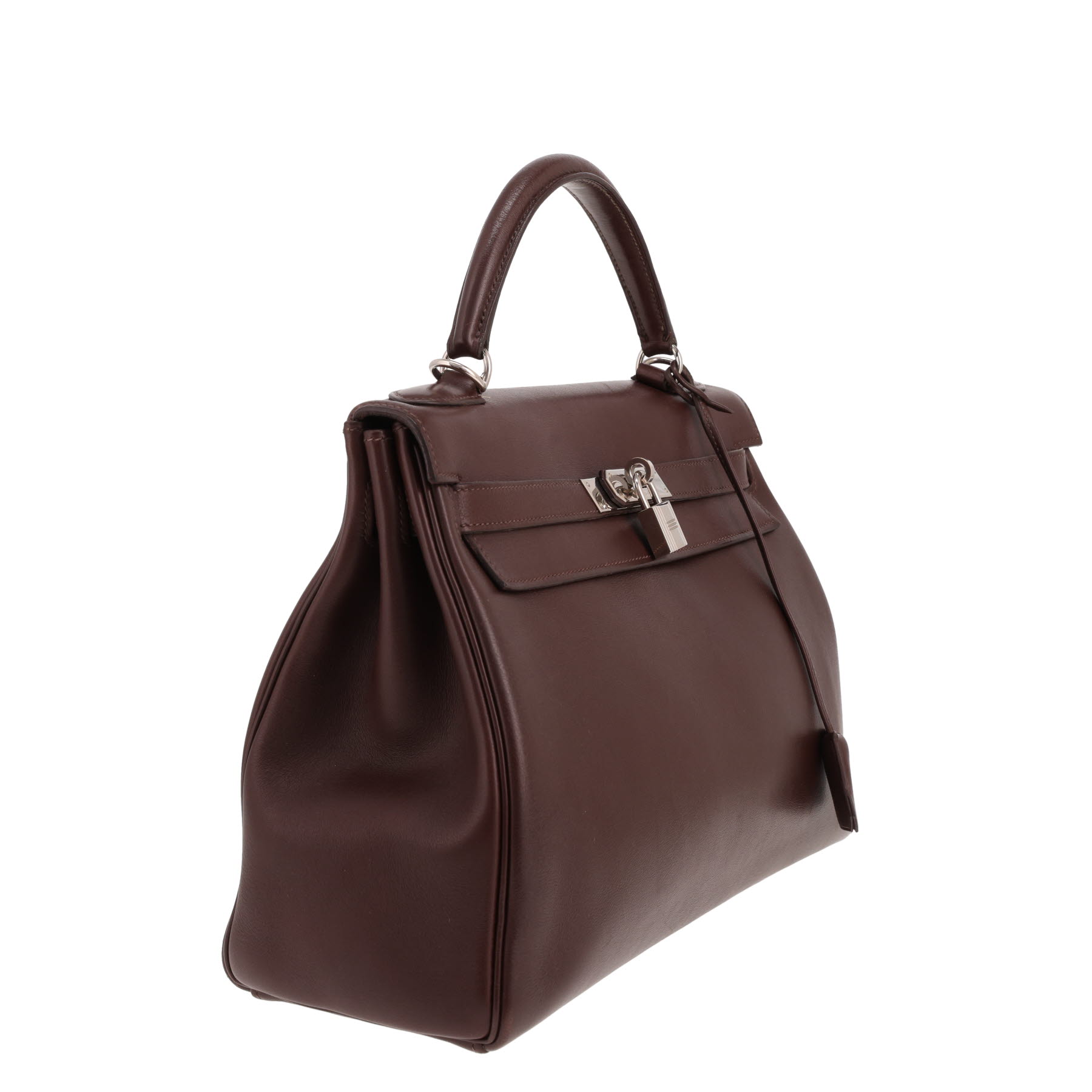 Sac à main Hermès  Kelly 32 cm en cuir Evergrain marron