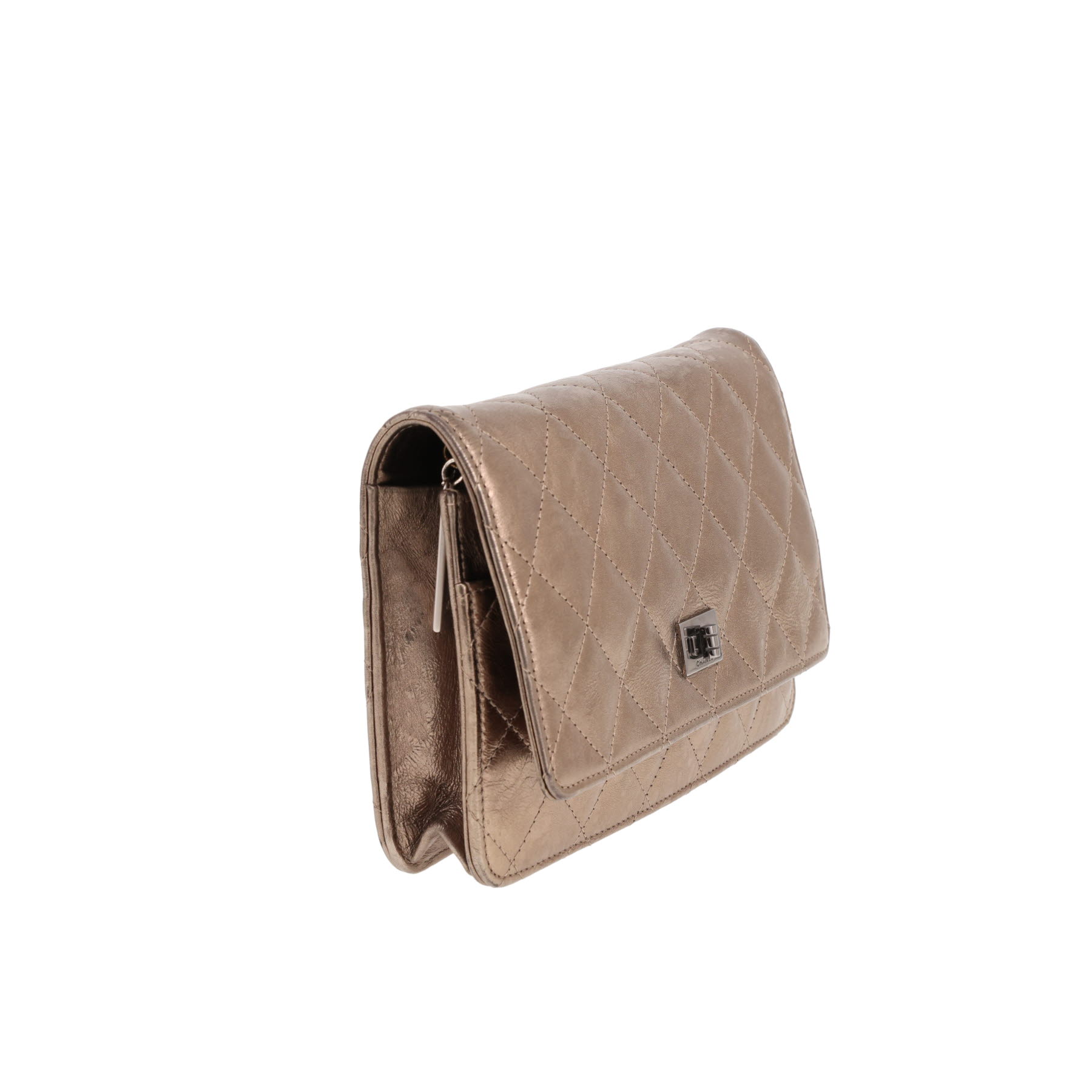 Bolso bandolera Chanel 2.55 - Wallet on Chain de piel color bronce