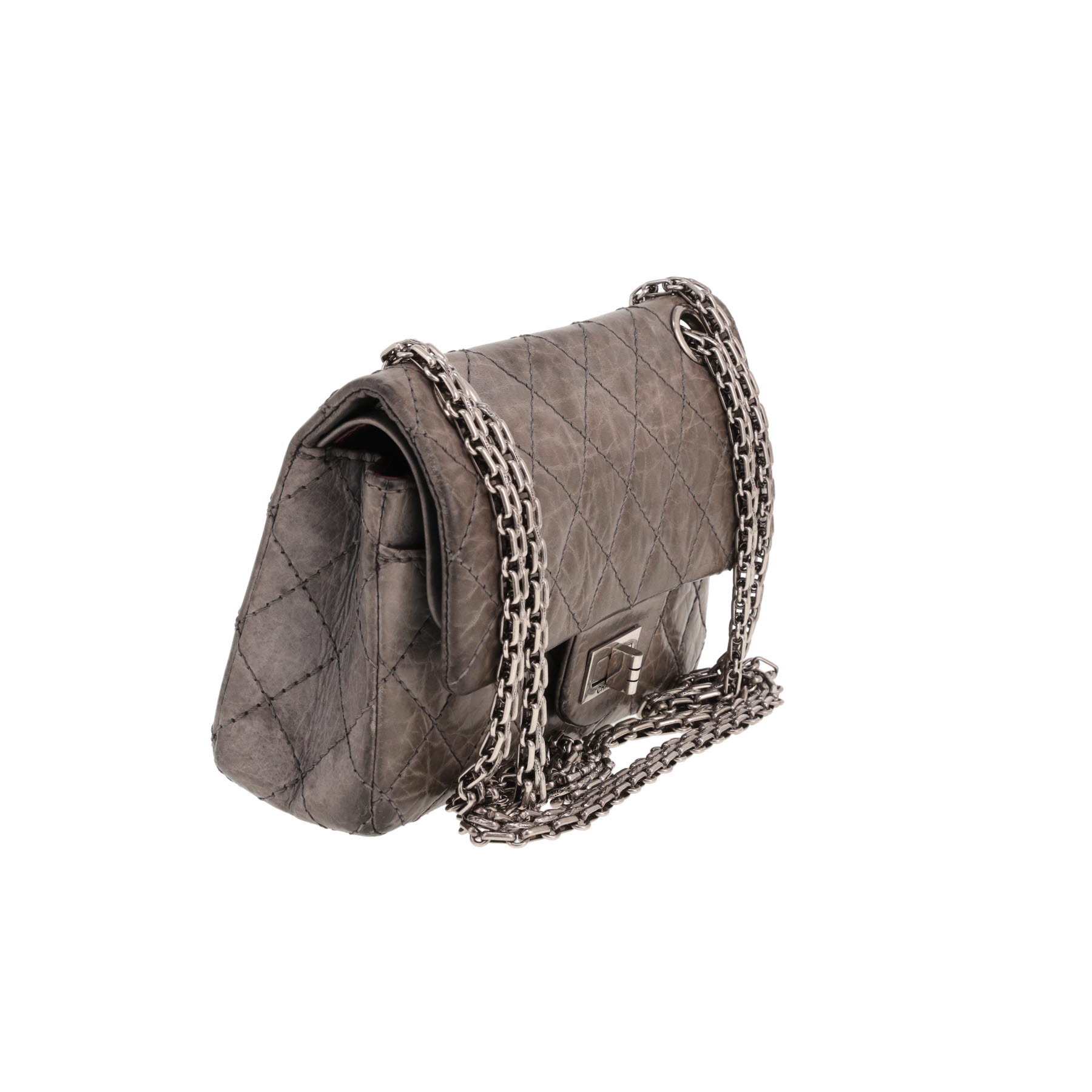 Sac à main Chanel  2.55 mini  en cuir matelassé gris